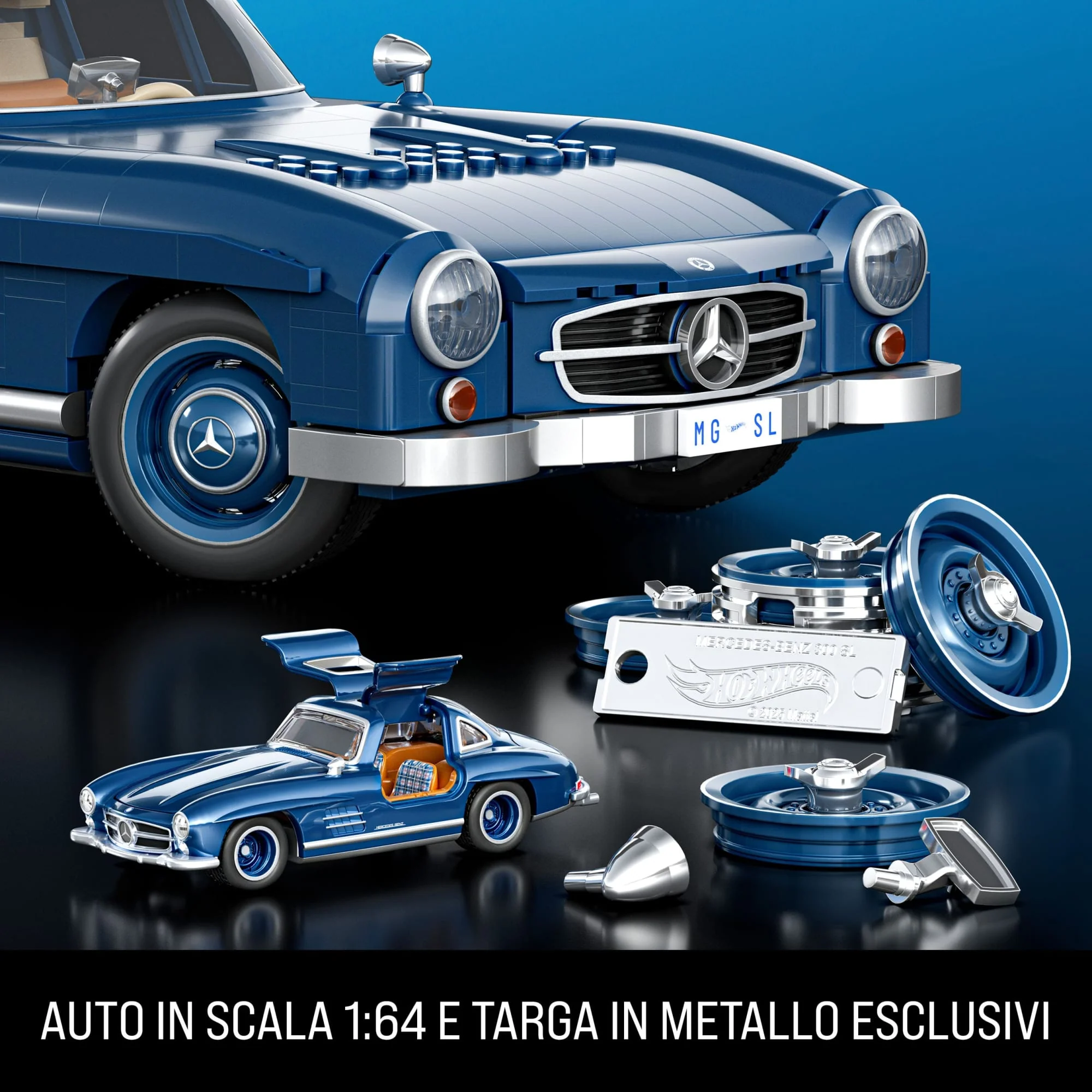 Mattel Brick Shop Hot Wheels Kit Da Costruzione Mercedes-Benz 300 Sl (1500 Pezzi) Per Collezionisti - Image 5