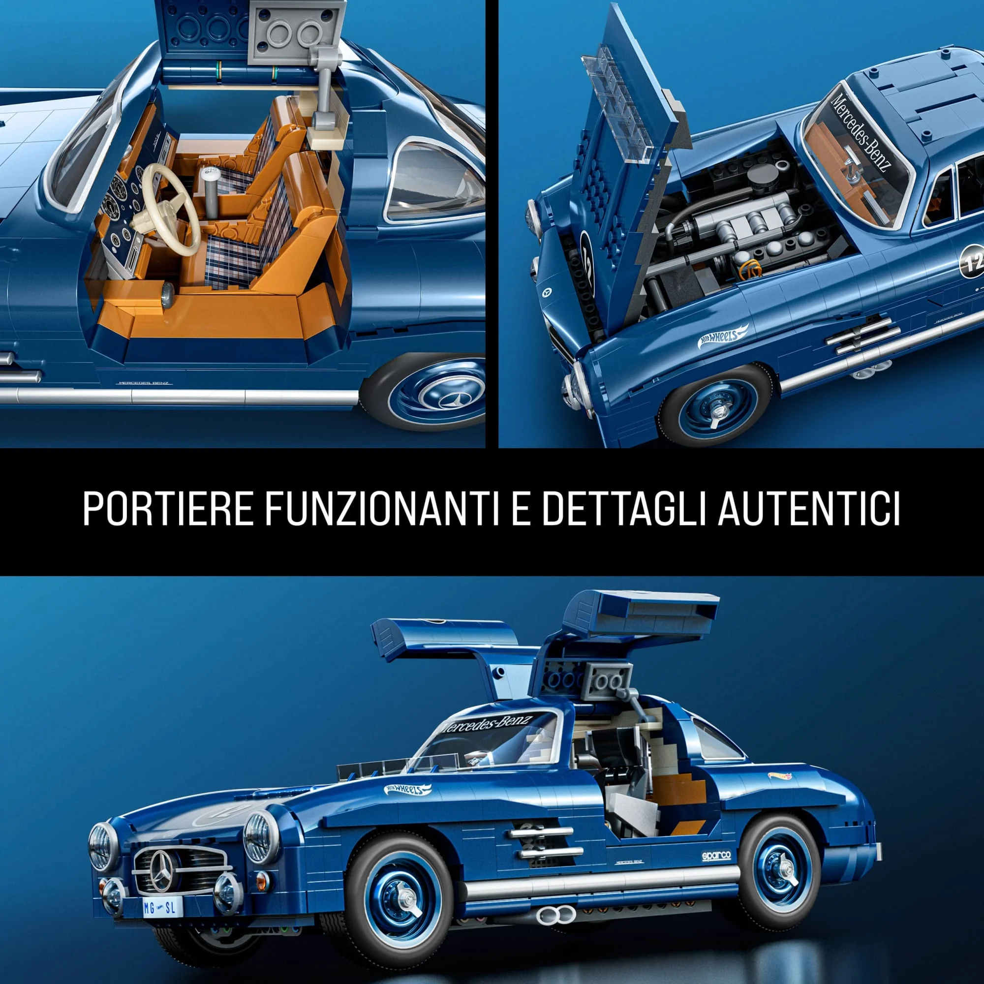 Mattel Brick Shop Hot Wheels Kit Da Costruzione Mercedes-Benz 300 Sl (1500 Pezzi) Per Collezionisti - Image 6