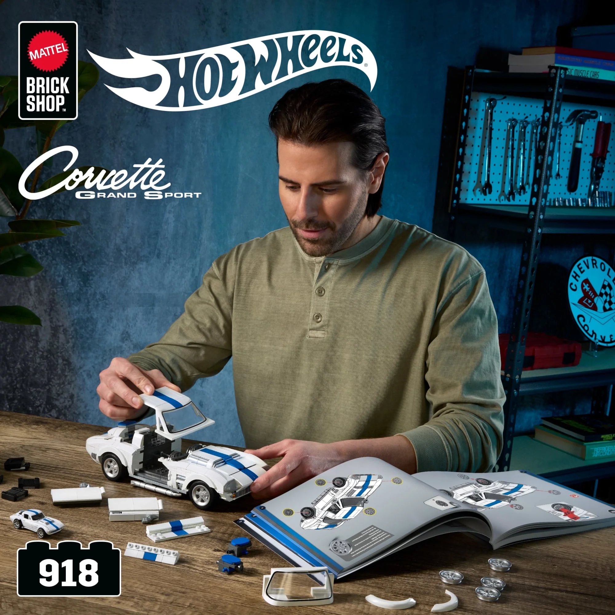 Mattel Brick Shop Hot Wheels Corvette Grand Sport (918 Κομμάτια), Για Συλλέκτες - Image 2
