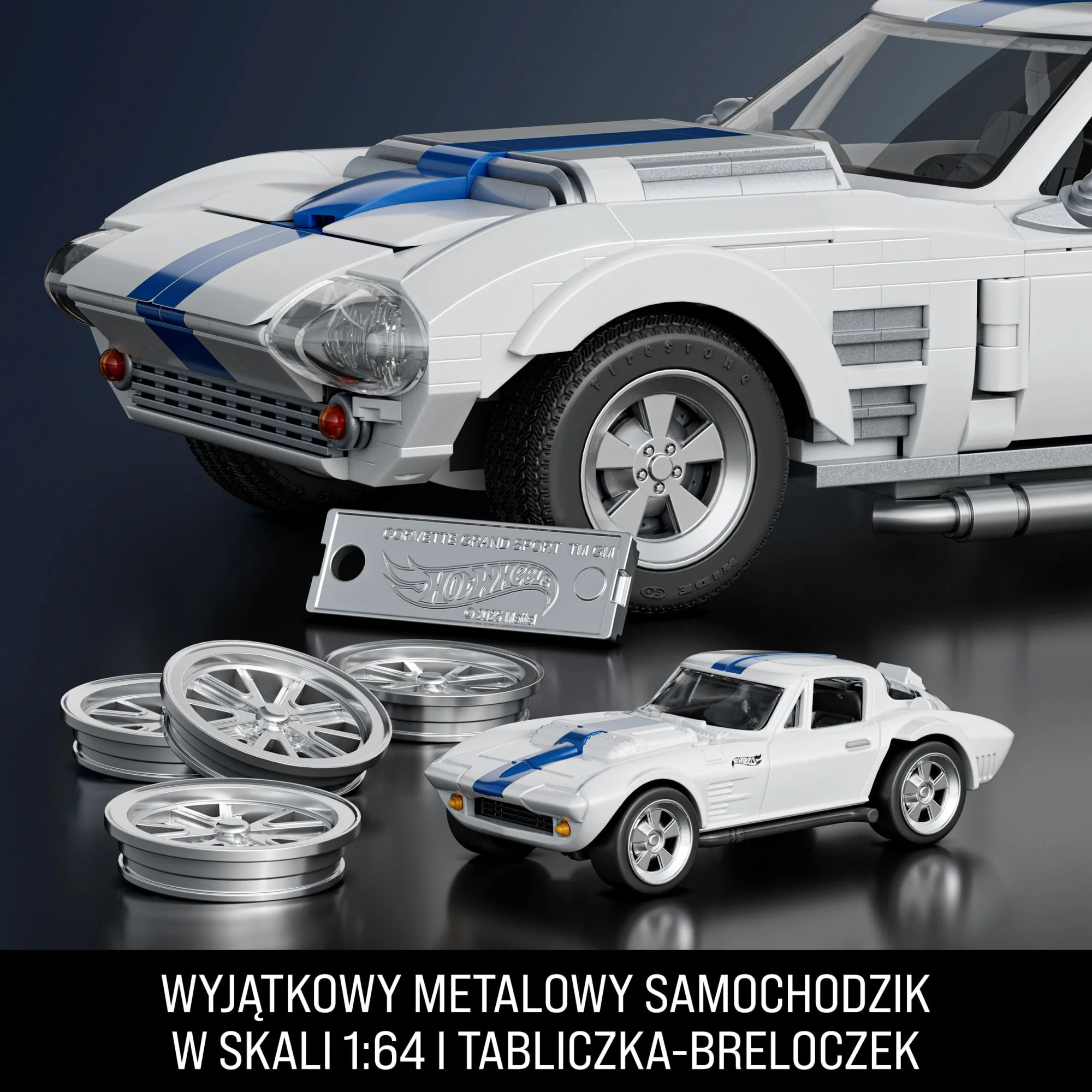 Mattel Brick Shop Klocki Hot Wheels Elite Series Corvette Grand Sport Samochód do zbudowania 918 elementów Zabawka Zestaw konstrukcyjny dla kolekcjonerów - Image 5