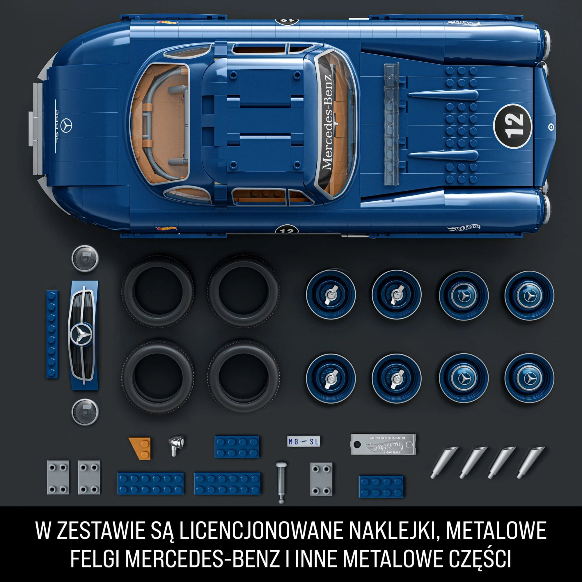 MEGA Klocki Hot Wheels Mercedes-Benz 300 SL Samochód kolekcjonerski do zbudowania Zestaw konstrukcyjny - Image 4