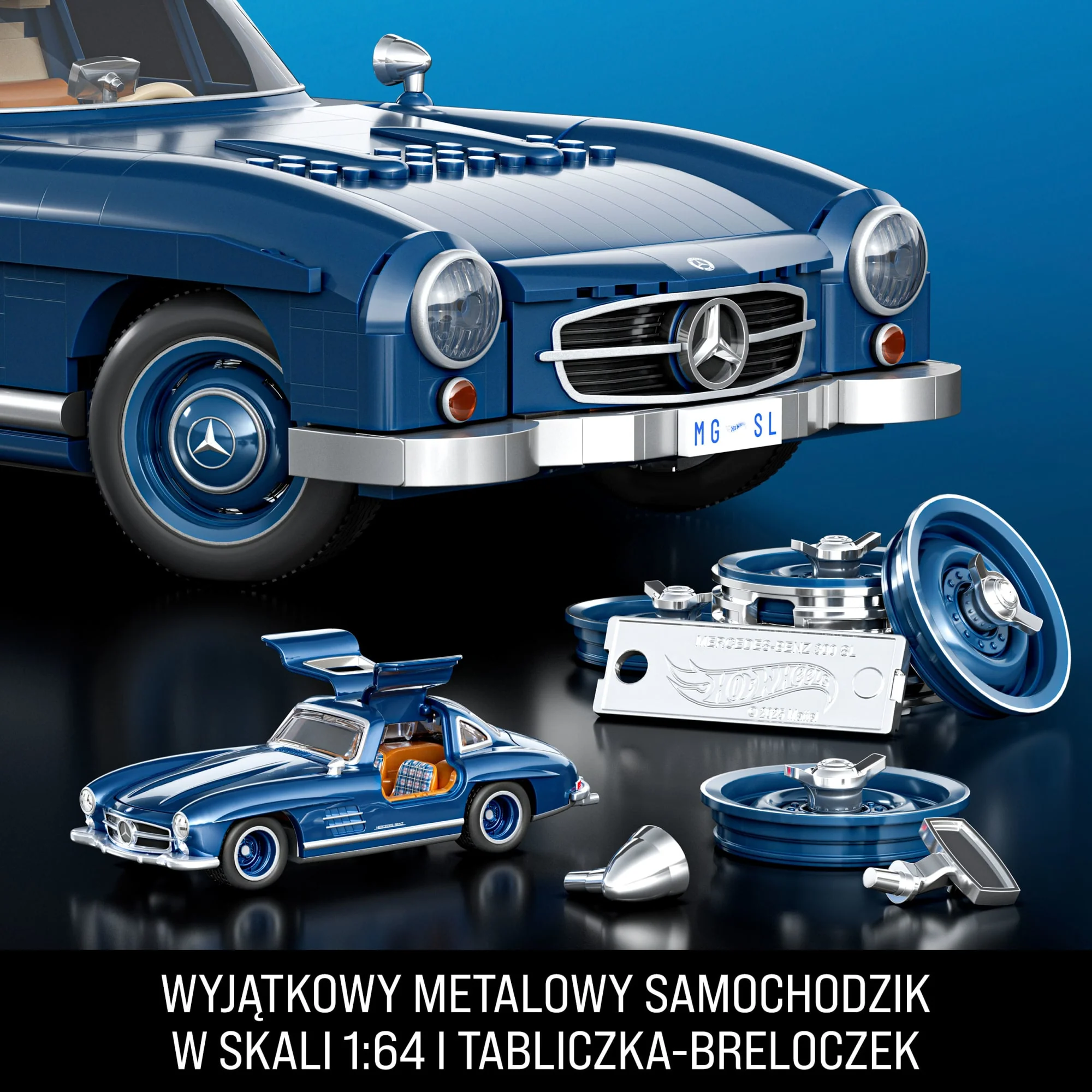 MEGA Klocki Hot Wheels Mercedes-Benz 300 SL Samochód kolekcjonerski do zbudowania Zestaw konstrukcyjny - Image 5