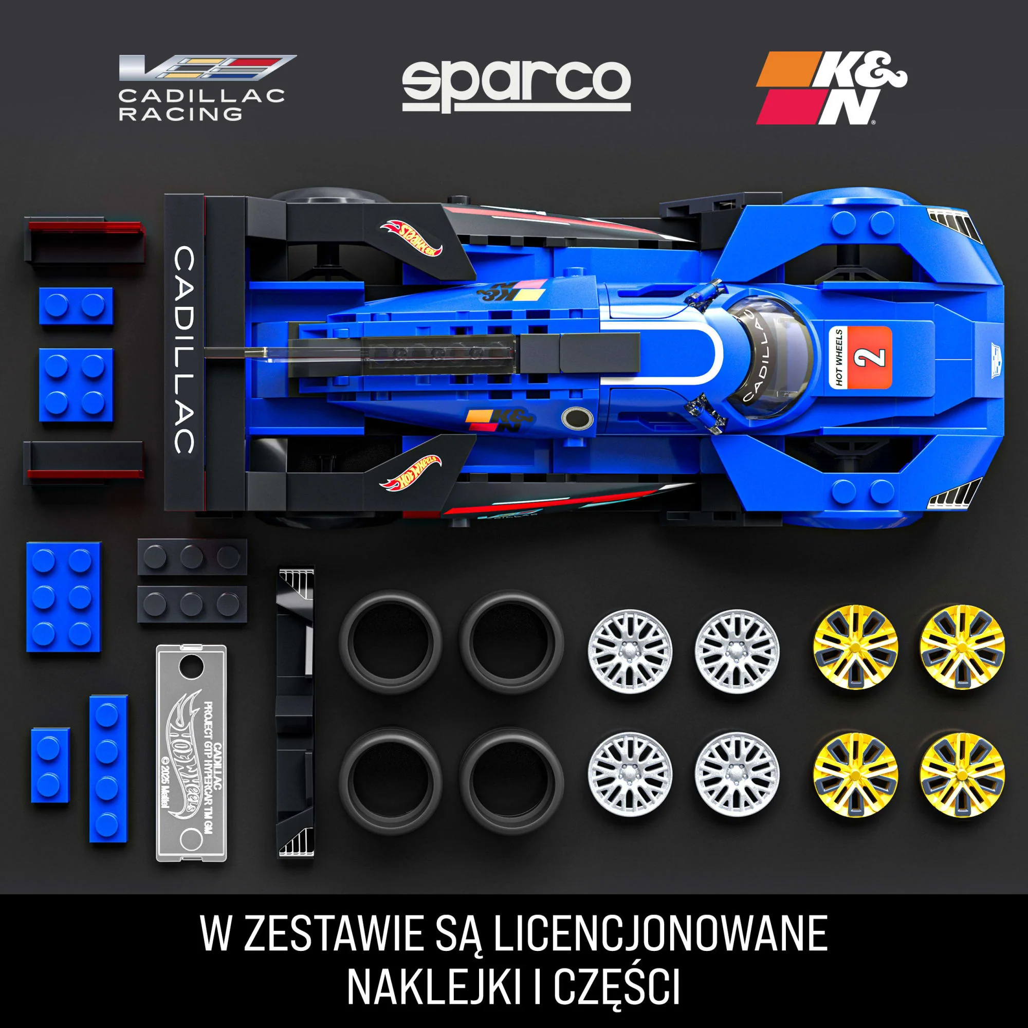 Mattel Brick Shop Klocki Hot Wheels Speed Series Cadillac Project GTP Hypercar Samochód do zbudowania 236 elementów Zabawka Zestaw konstrukcyjny dla kolekcjonerów - Image 4