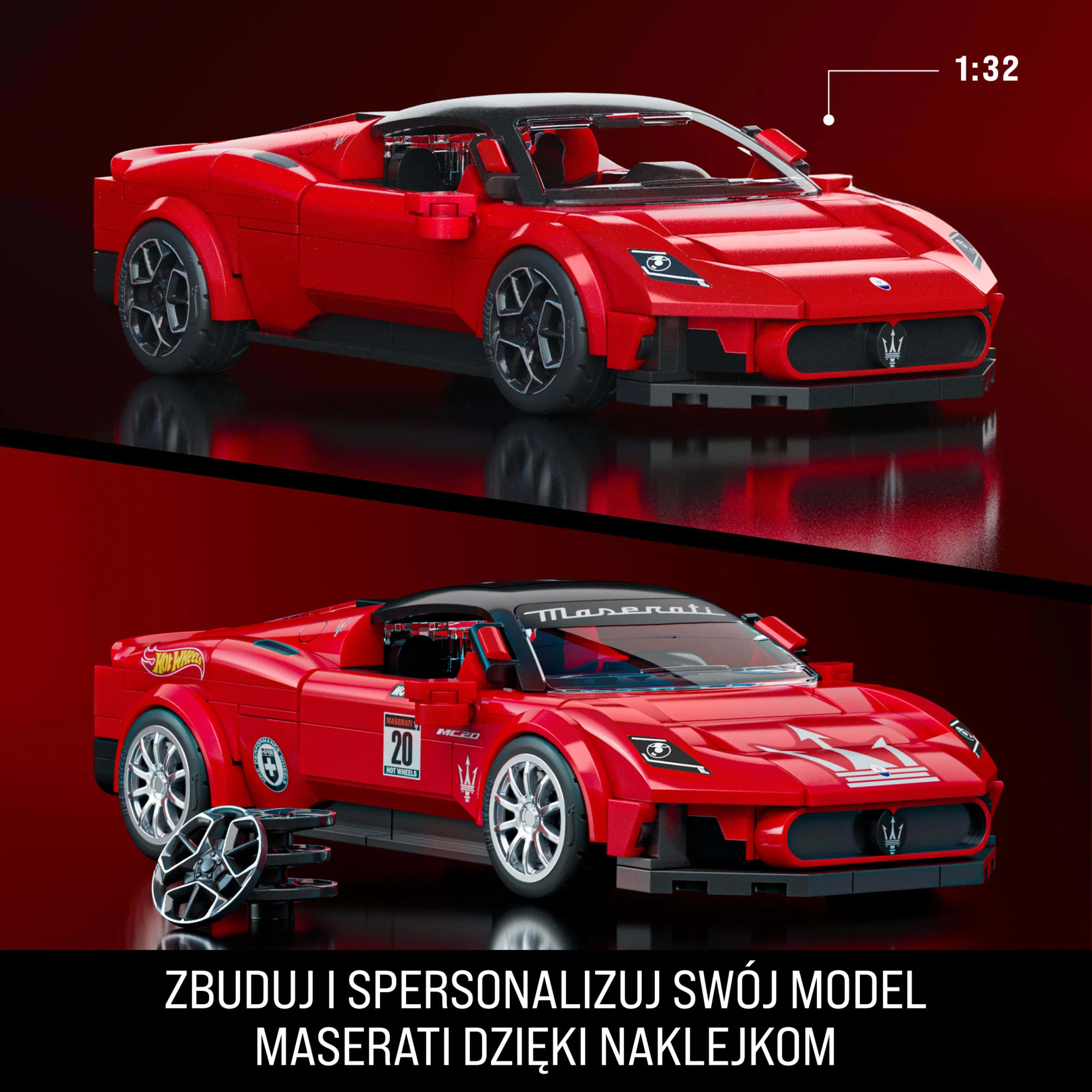 Mattel Brick Shop Klocki Hot Wheels Speed Series Maserati MC20 Samochód do zbudowania 250 elementów Zabawka Zestaw konstrukcyjny dla kolekcjonerów - Image 3