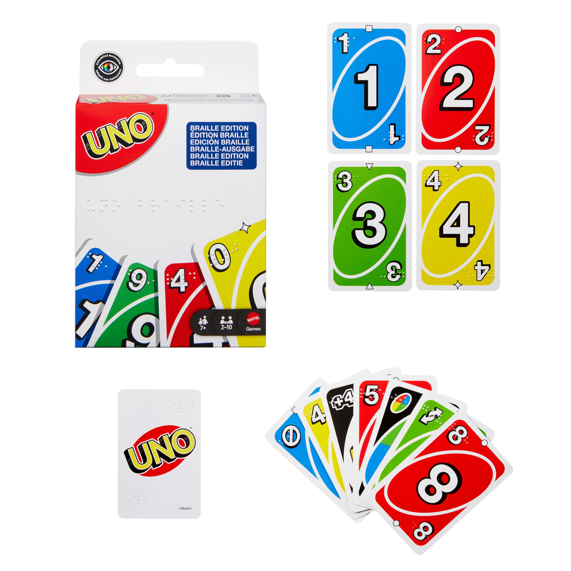 Mattel Games-UNO Braille-Pour Joueurs Aveugles Ou Malvoyants - Image 2