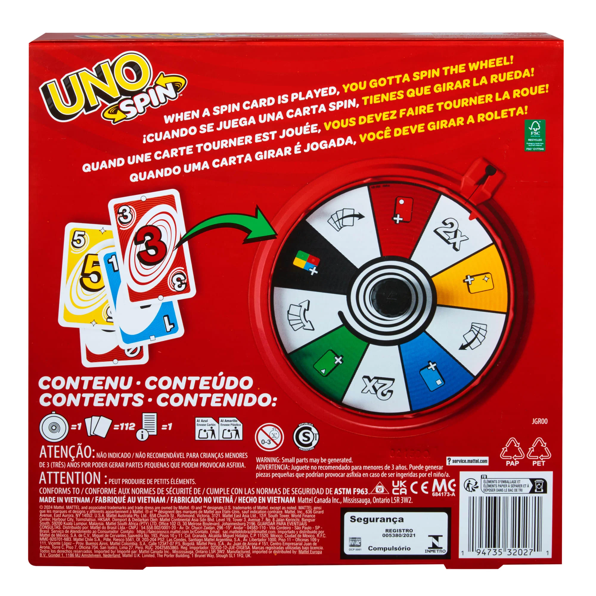 Juego De Cartas UNO Spin Para Niños, Adultos Y Noches En Familia, Juego Clásico Con Ruleta - Image 3