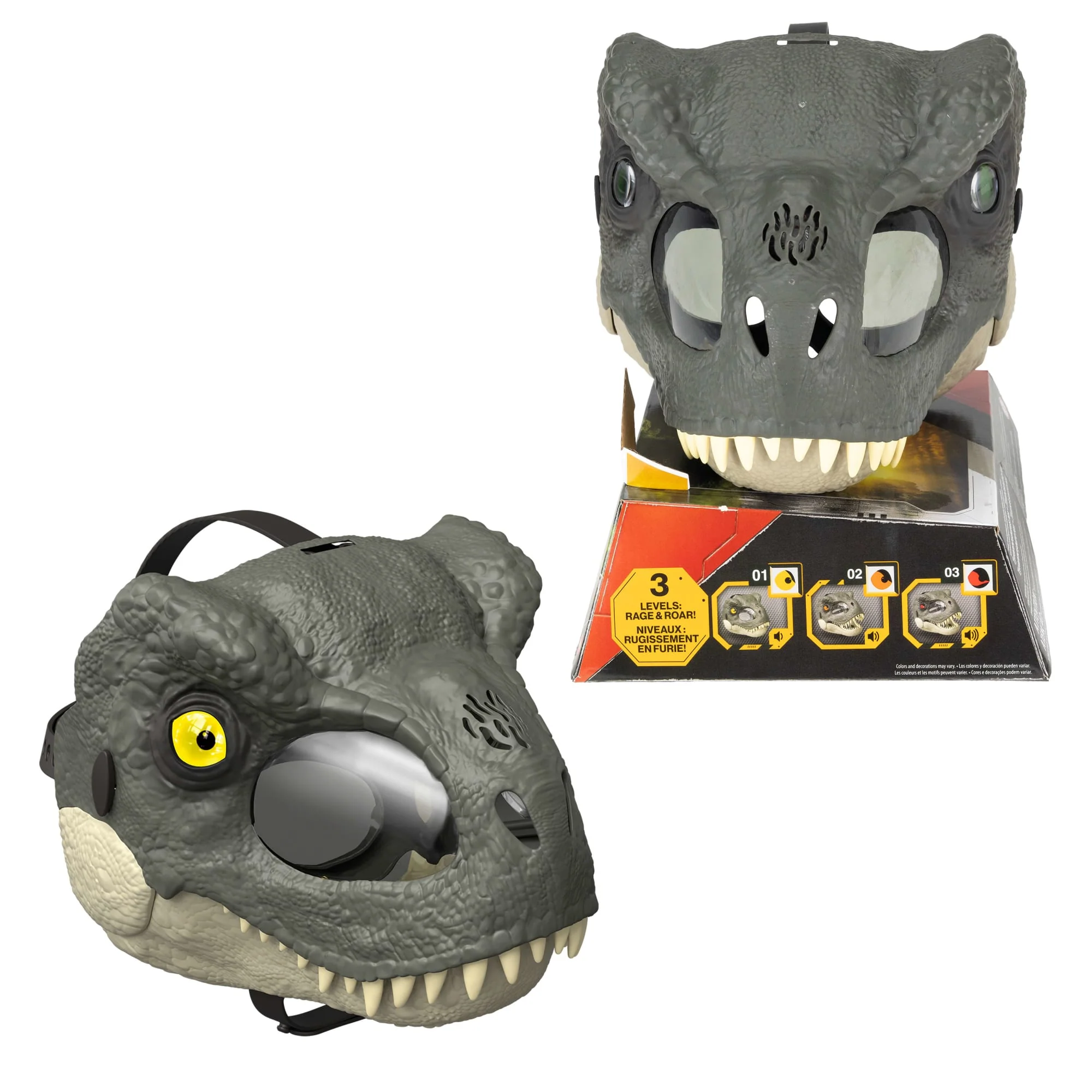 Máscara Para Juegos De Imitación De T. Rex De Jurassic World: Rebirth Con Ojos Led Que Se Iluminan Y 3 Niveles De Efectos