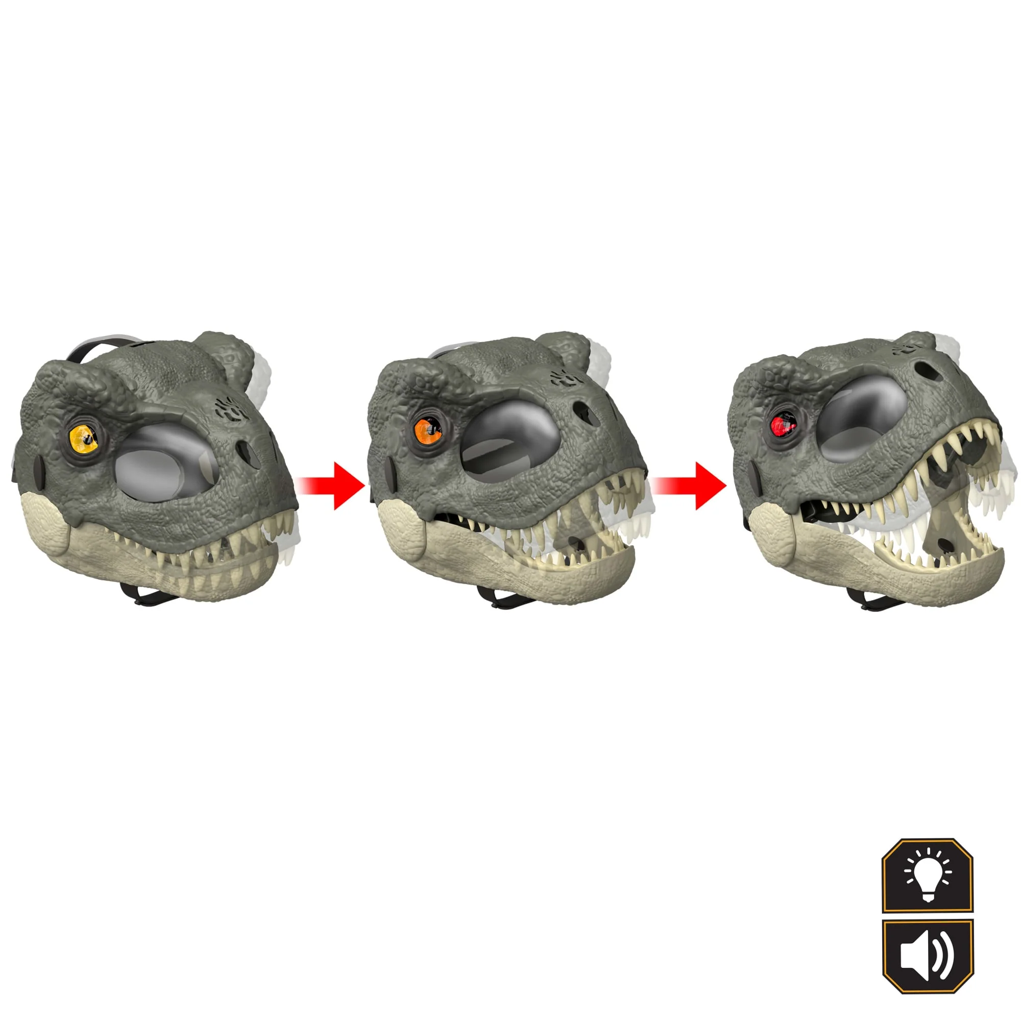 Máscara Para Juegos De Imitación De T. Rex De Jurassic World: Rebirth Con Ojos Led Que Se Iluminan Y 3 Niveles De Efectos - Image 3