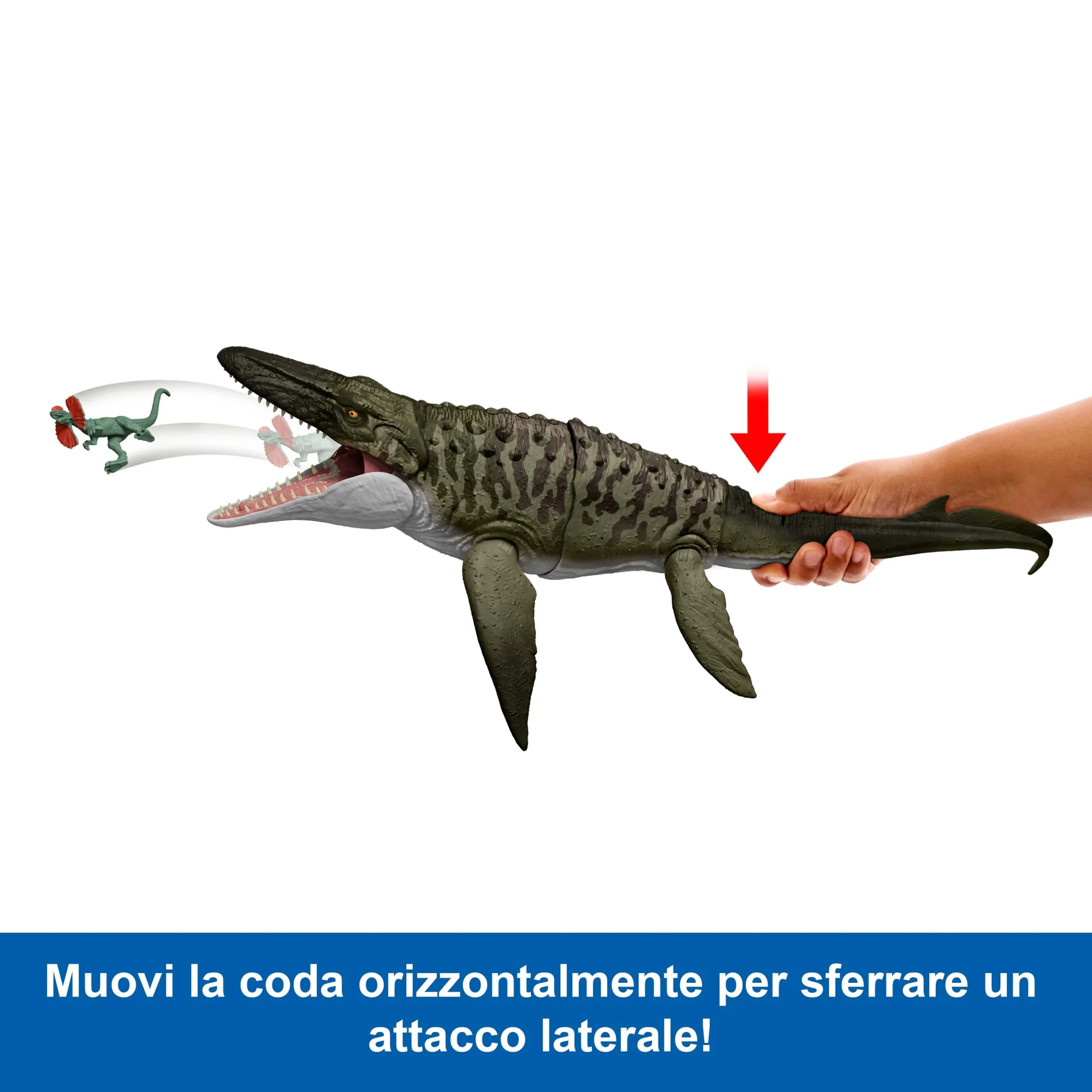 Jurassic World Rebirth Mosasauro Morso Letale, Action Figure E Mini Dilofosauro, Dinosauro Giocattolo - Image 4