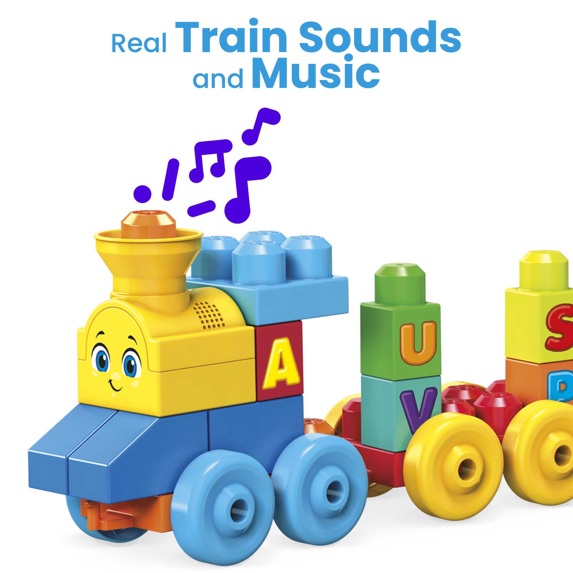 MEGA BLOKS First Builders ABC Musical Train Toy Building Blocks With Music (50 Pieces) For Toddler - Image 4