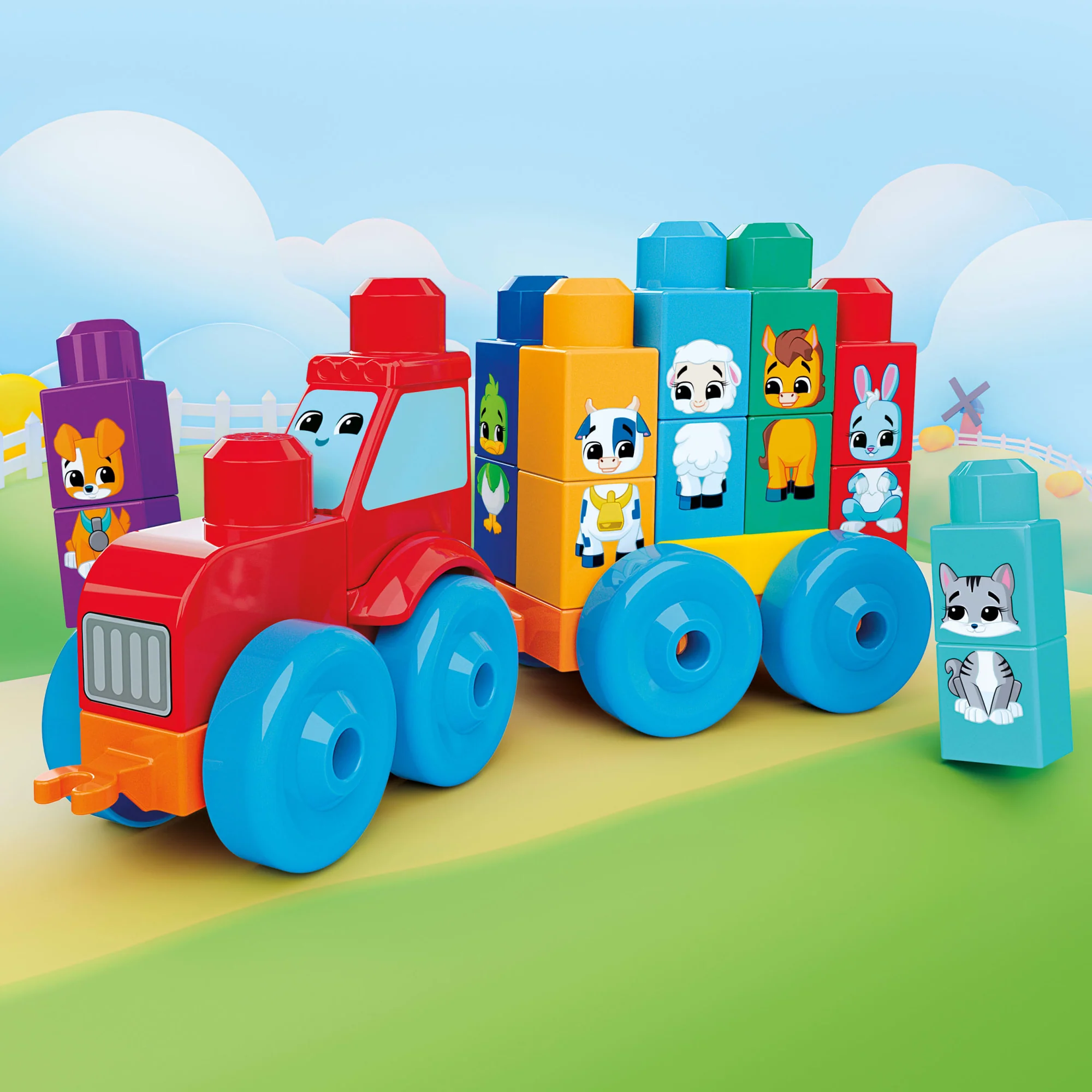 MEGA BLOKS-Bausteine Bau Und Lern Tier-Traktor Spielbausteine (30 Teile) Für Kleinkinder - Image 5
