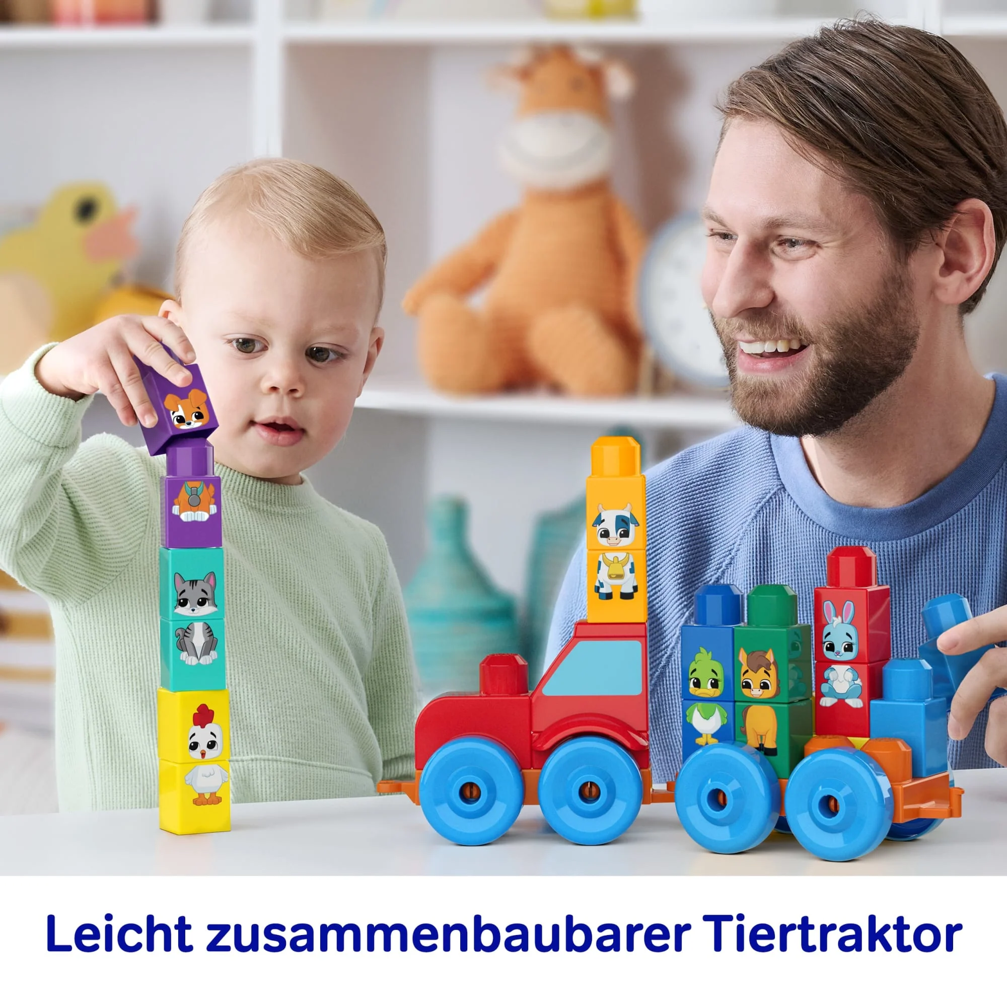 MEGA BLOKS-Bausteine Bau Und Lern Tier-Traktor Spielbausteine (30 Teile) Für Kleinkinder - Image 6