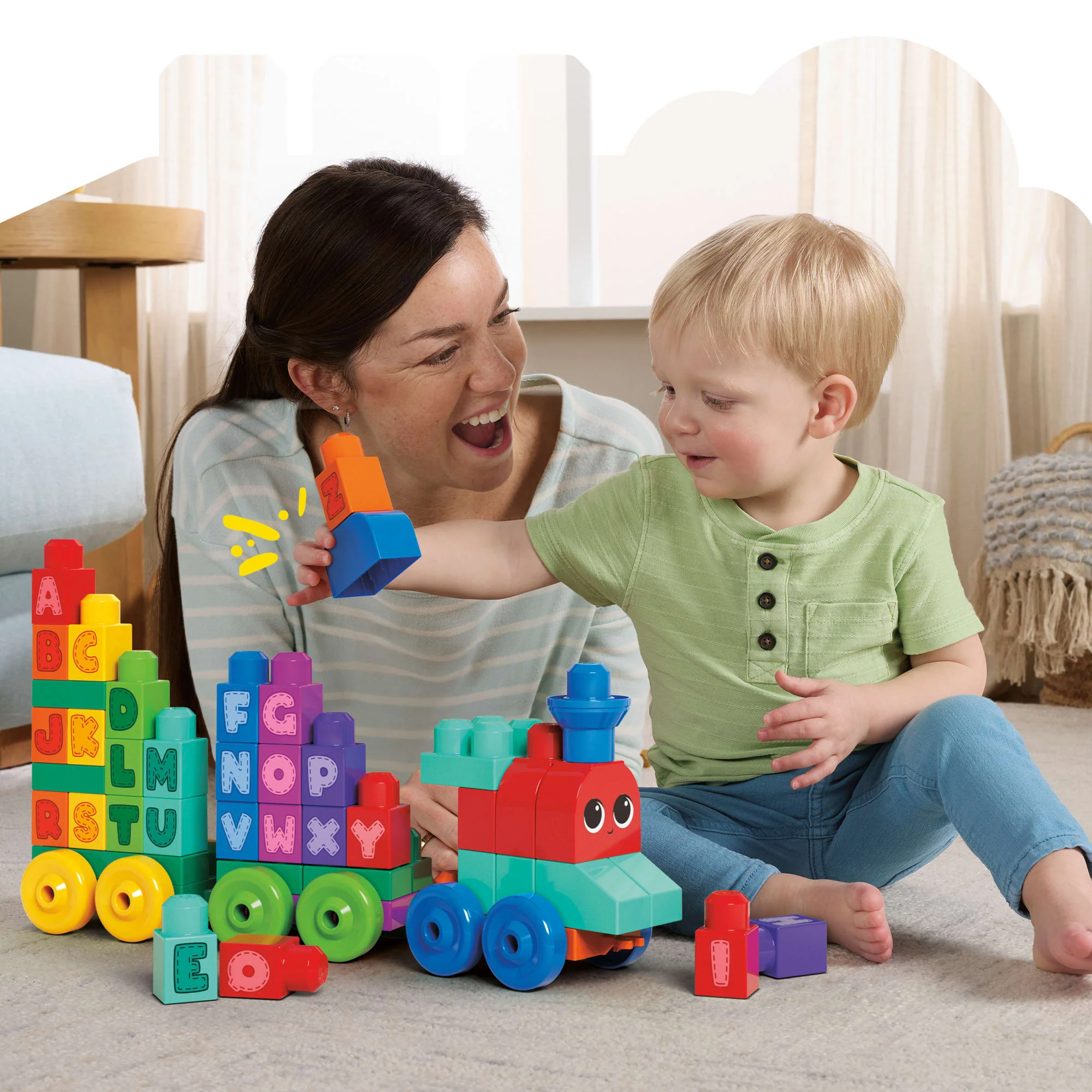 MEGA BLOKS First Builders ABC Leertrein Met Grote Bouwblokken, Bouwspeelgoed Voor Peuters (60 Onderdelen) - Image 5