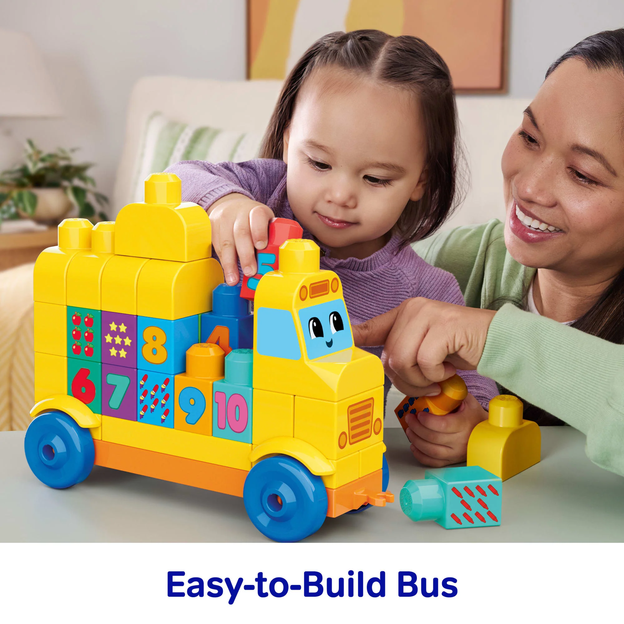 MEGA BLOKS First Builders Build & Count Bus Block Toy (45 Pieces) For Toddler - Image 6