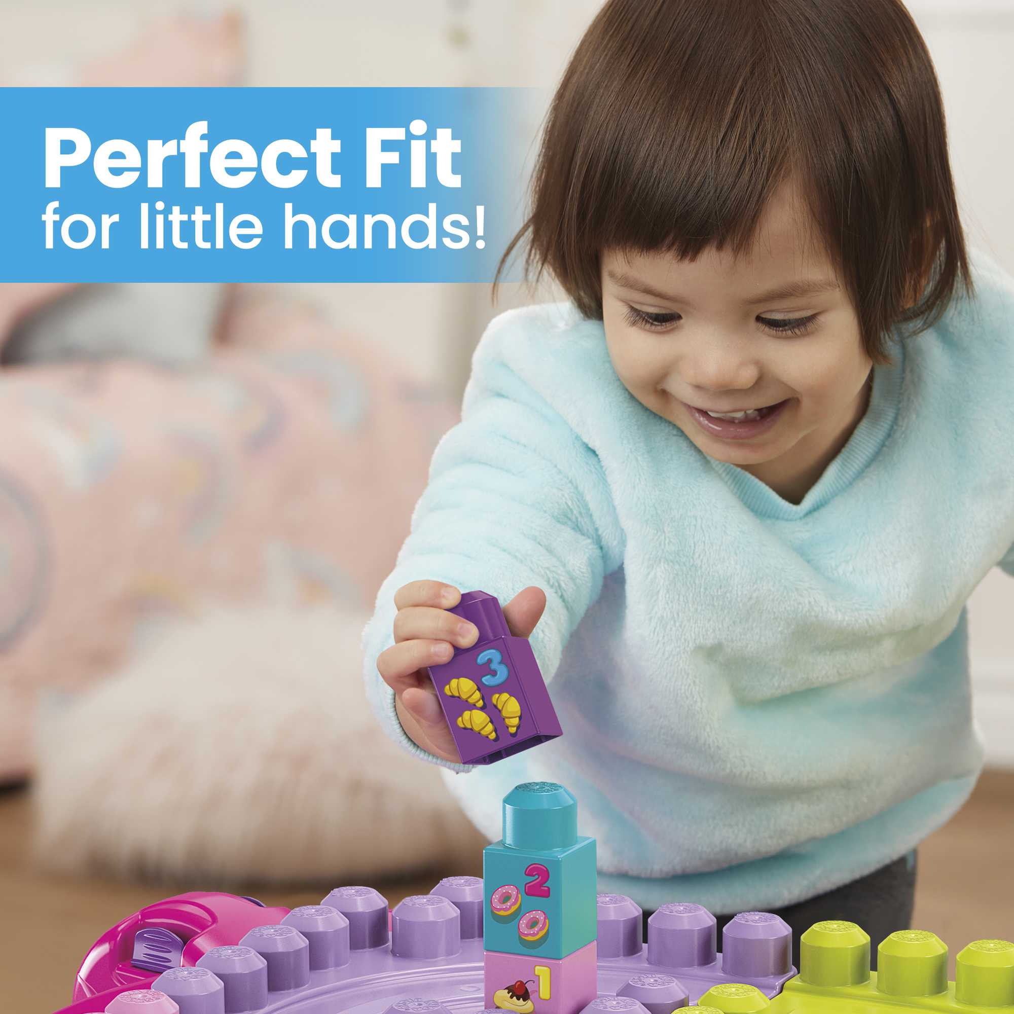 Mega Bloks Toy Blocks Blue Build N Learn Table With Storage (30 Pieces) For Toddler - Image 2