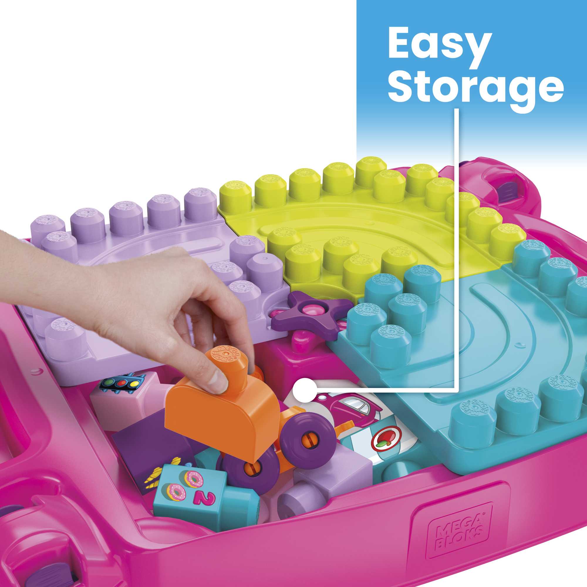 Mega Bloks Toy Blocks Blue Build N Learn Table With Storage (30 Pieces) For Toddler - Image 4