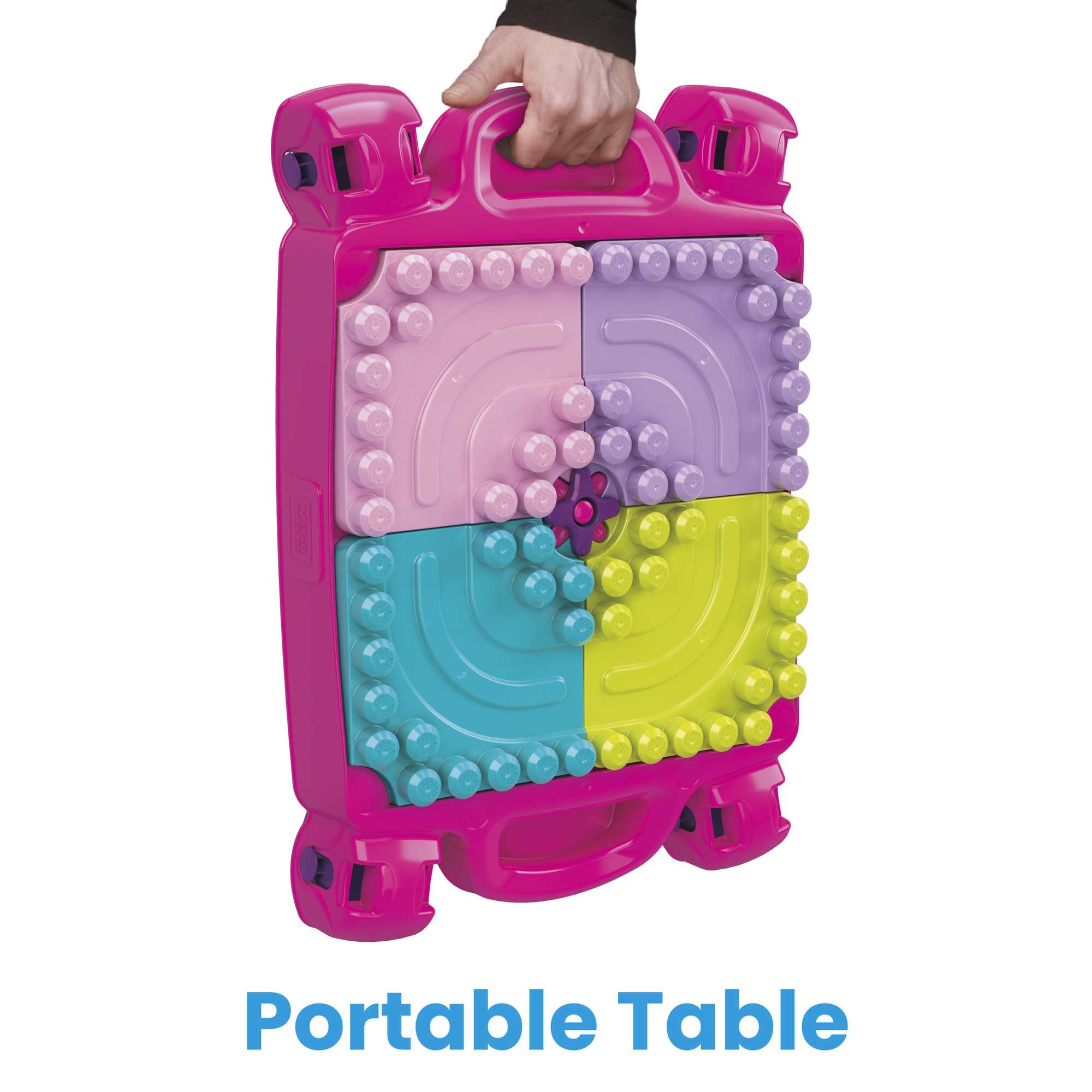 Mega Bloks Toy Blocks Blue Build N Learn Table With Storage (30 Pieces) For Toddler - Image 5