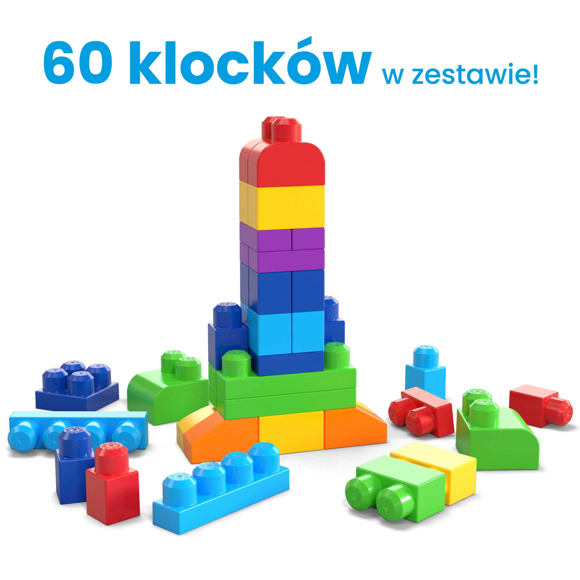 MEGA BLOKS First Builders Klocki 60 elementów Torba niebieska - Image 3