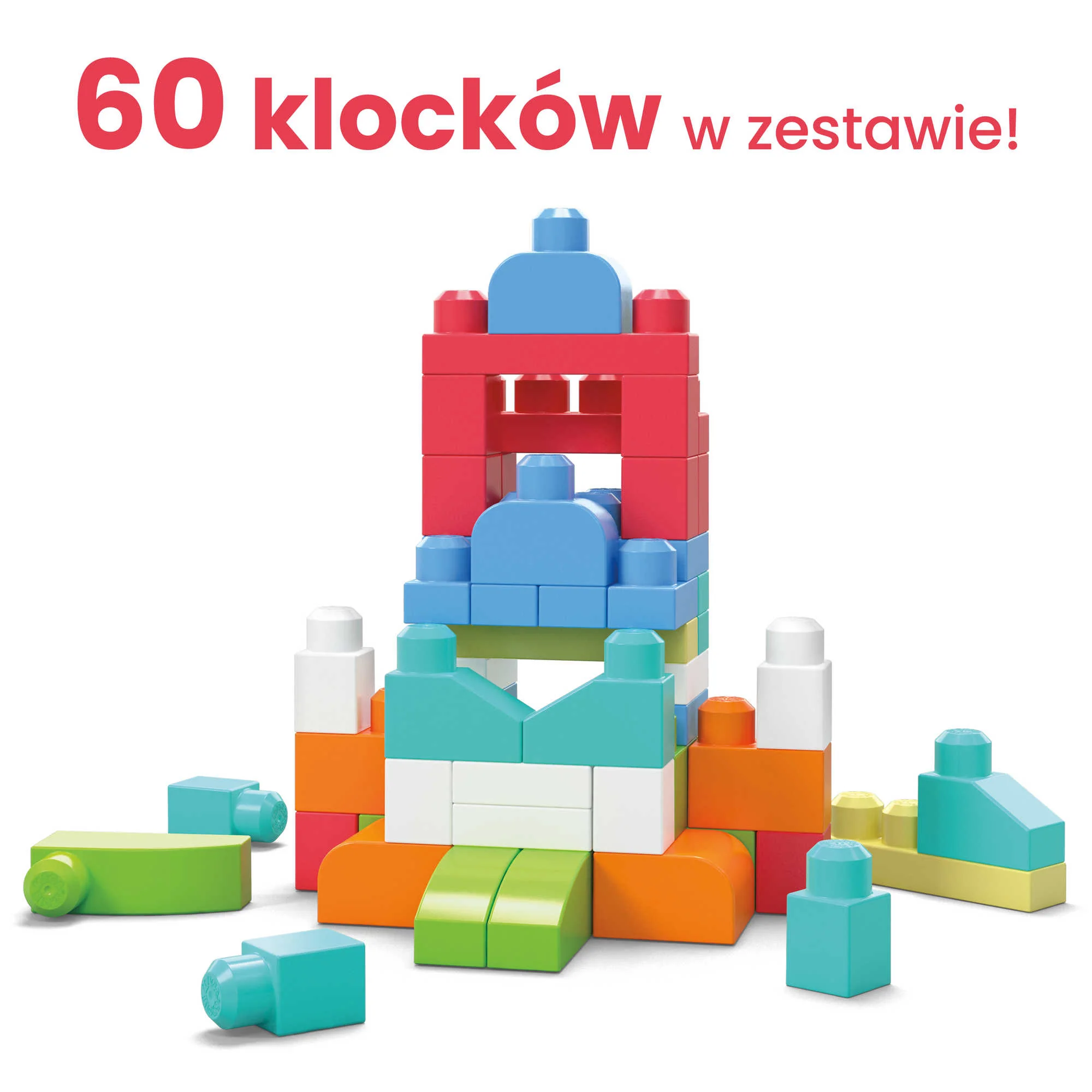 MEGA BLOKS First Builders Klocki 60 elementów Torba różowa - Image 3