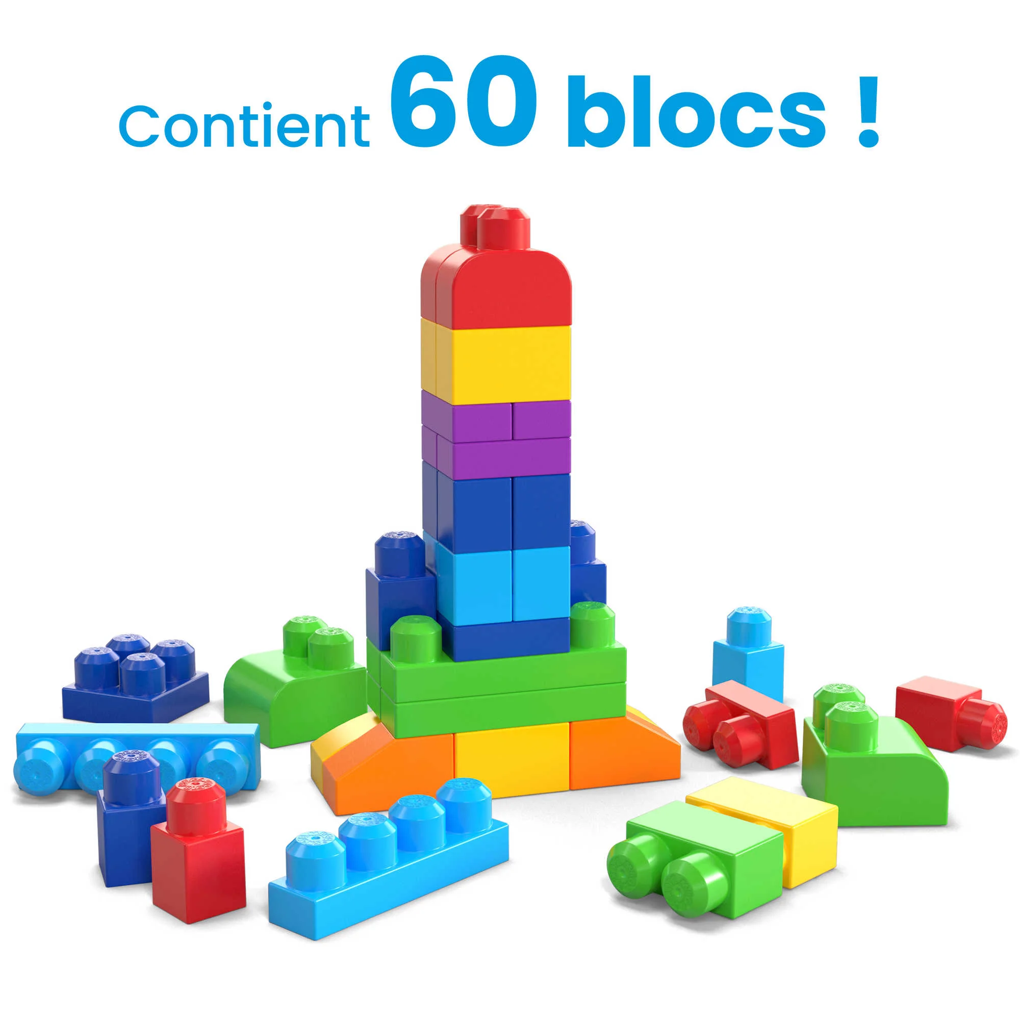 Mega Bloks - Sac 60 Blocks Bleu - Jouet De Construction - 1 An Et + - Image 3