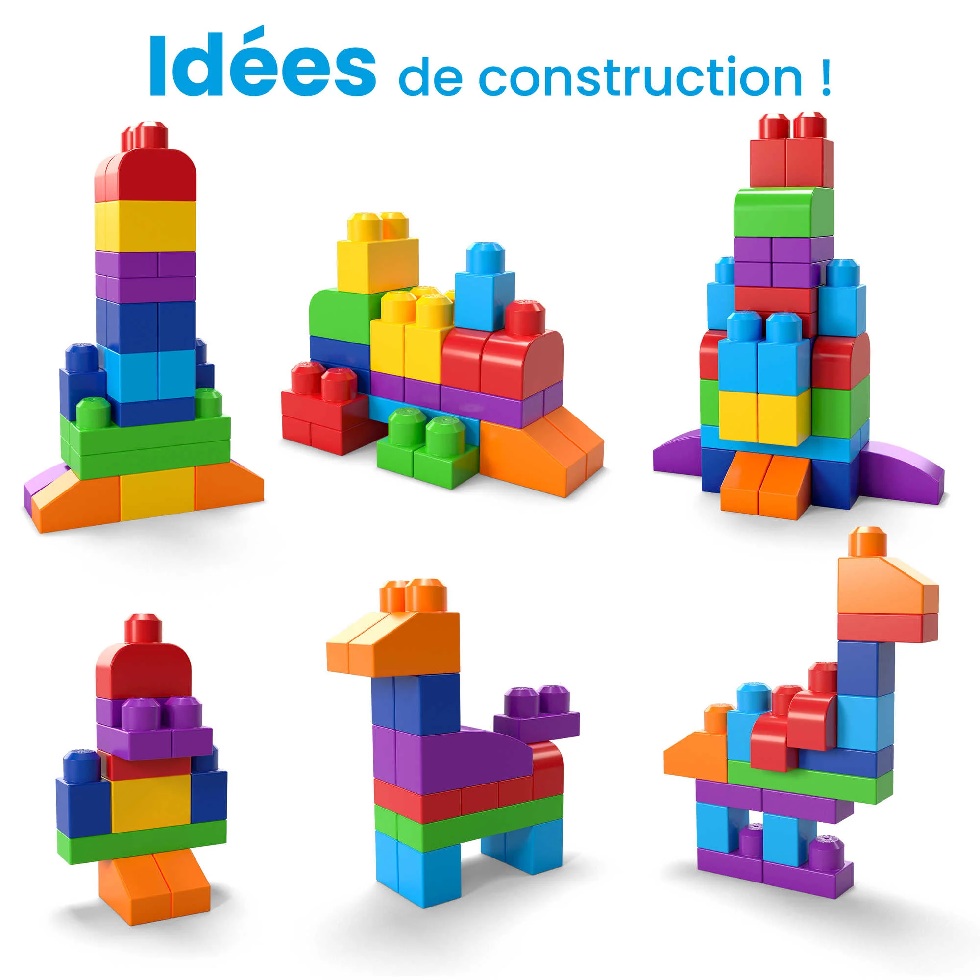 Mega Bloks - Sac 60 Blocks Bleu - Jouet De Construction - 1 An Et + - Image 4
