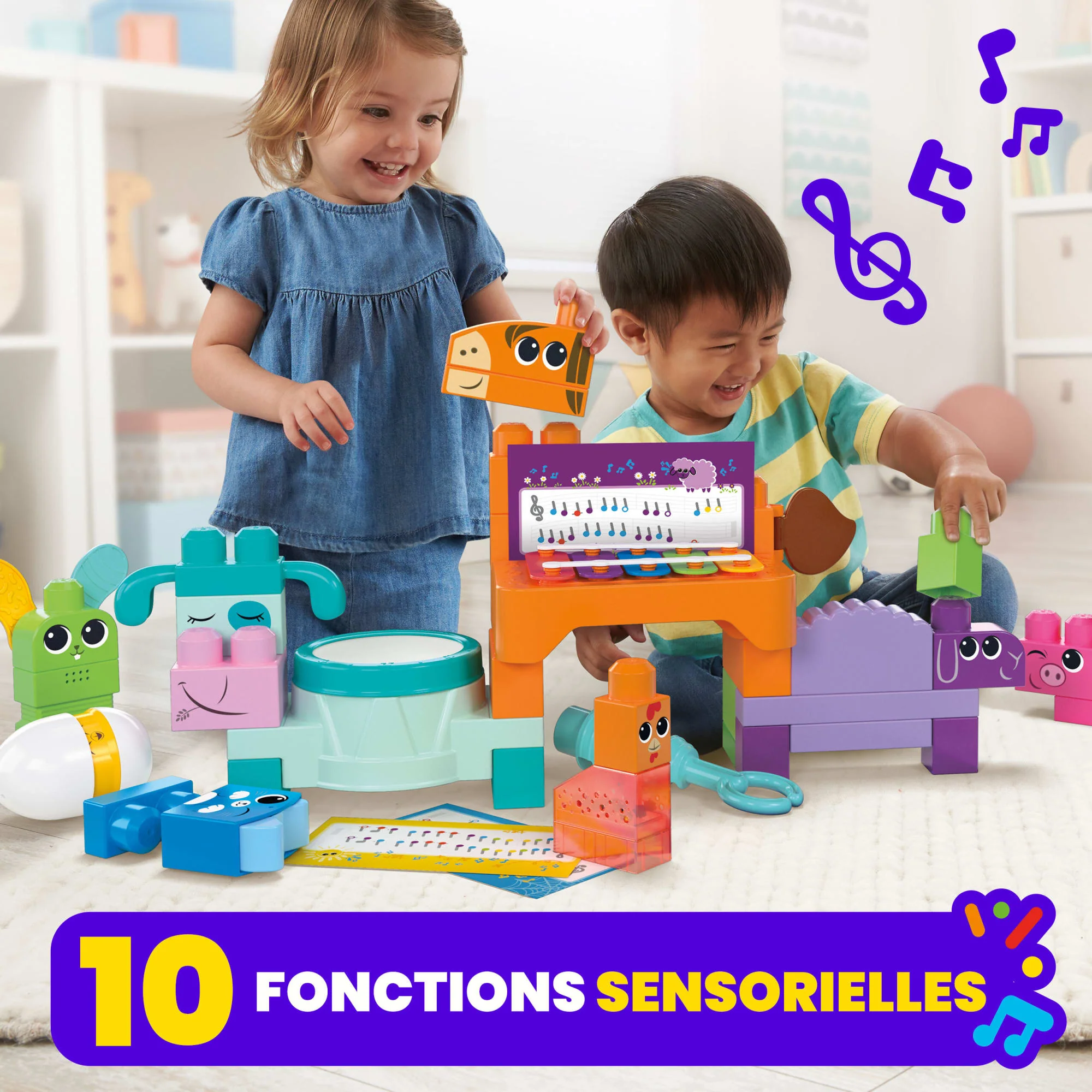 Mega Bloks-Les Musiciens De La Ferme-Jouet Sensoriel (45 Pcs) - Image 3