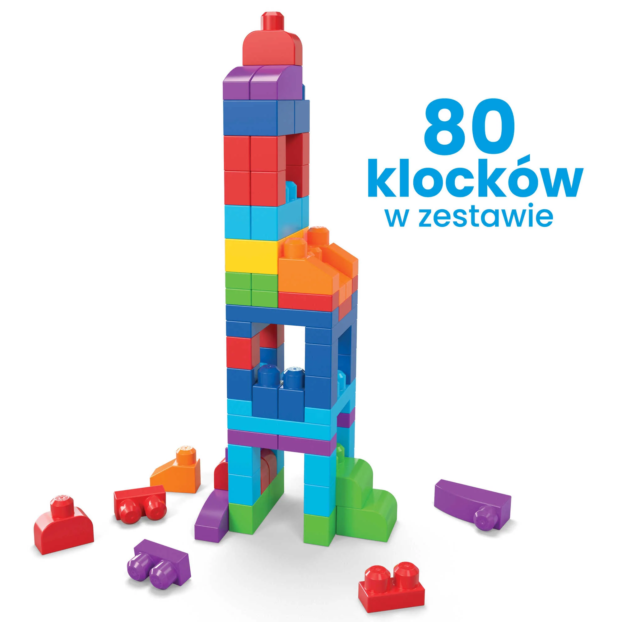 MEGA BLOKS First Builders Klocki 80 elementów Torba niebieska - Image 3