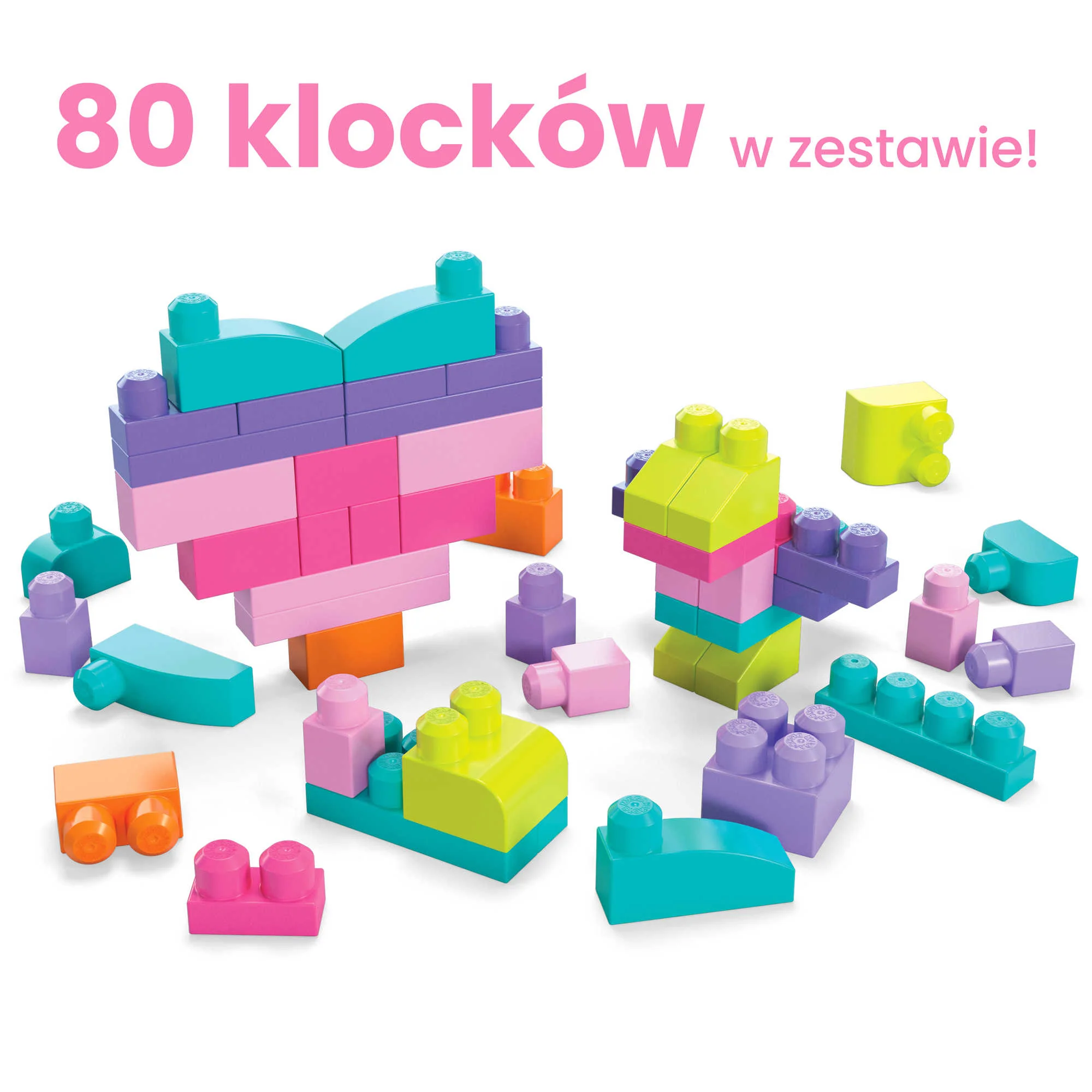 MEGA BLOKS First Builders Klocki 80 elementów Torba różowa - Image 3