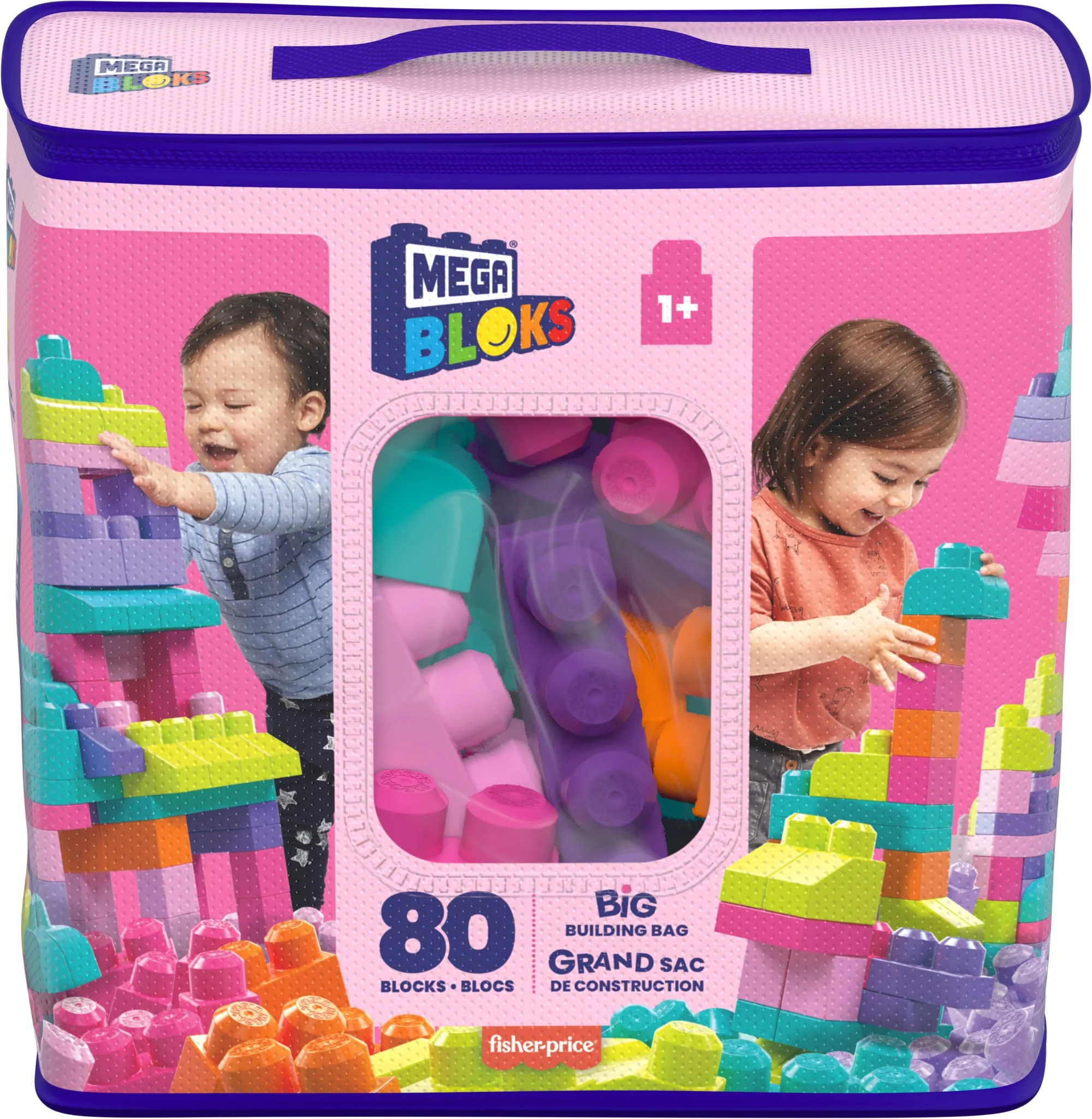 MEGA BLOKS First Builders Klocki 80 elementów Torba różowa - Image 6