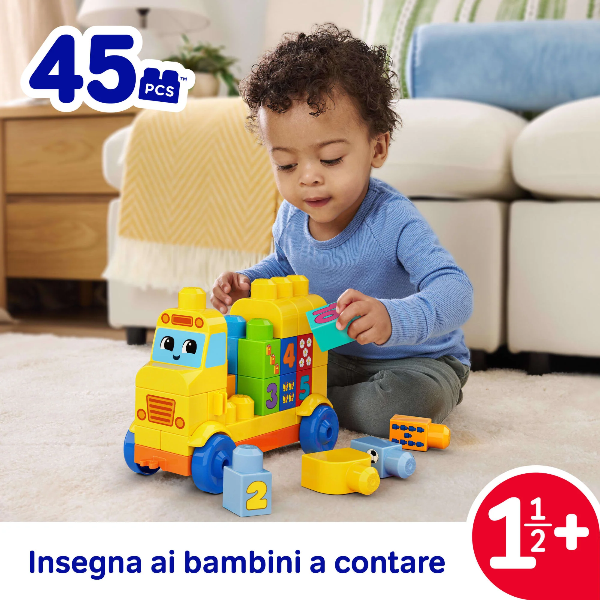 MEGA BLOKS First Builders Scuolabus Costruisci E Impara, Gioco Con Blocchi Da Costruzione (45 Pezzi) Per Bimbi Piccoli - Image 2