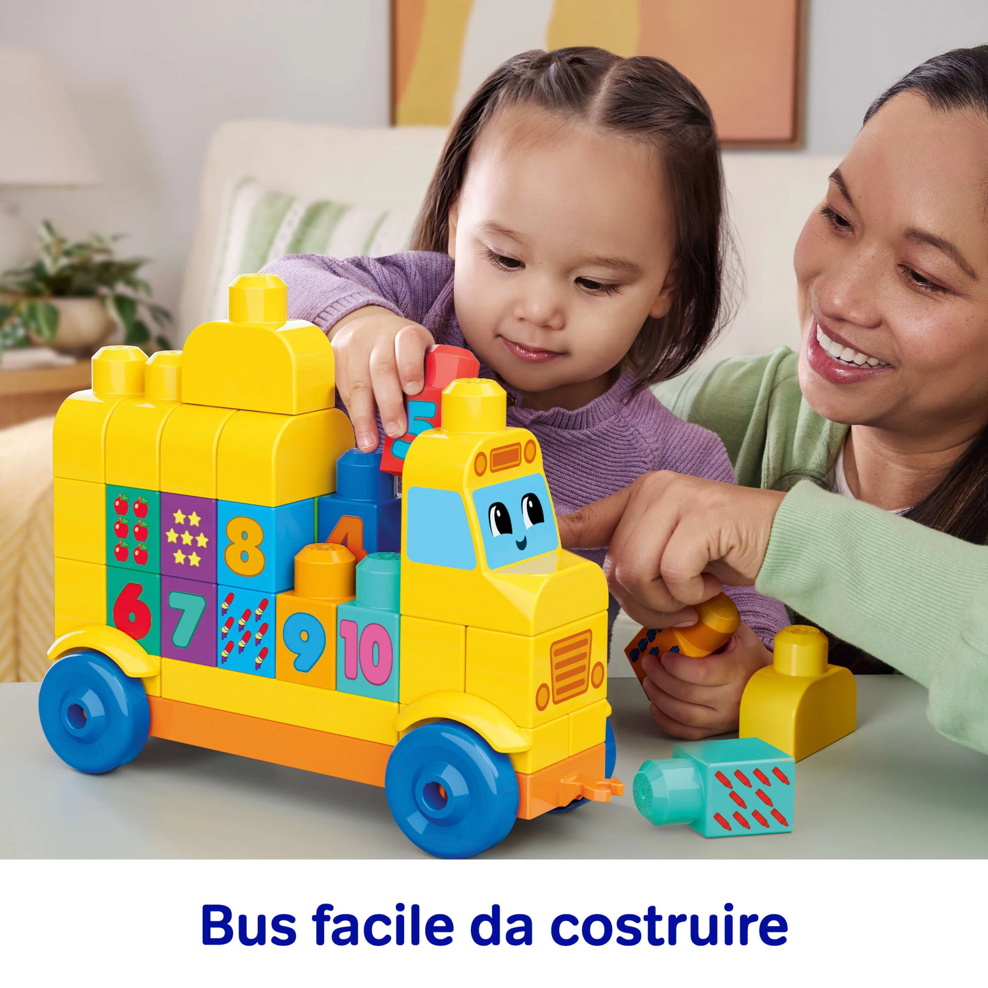MEGA BLOKS First Builders Scuolabus Costruisci E Impara, Gioco Con Blocchi Da Costruzione (45 Pezzi) Per Bimbi Piccoli - Image 6