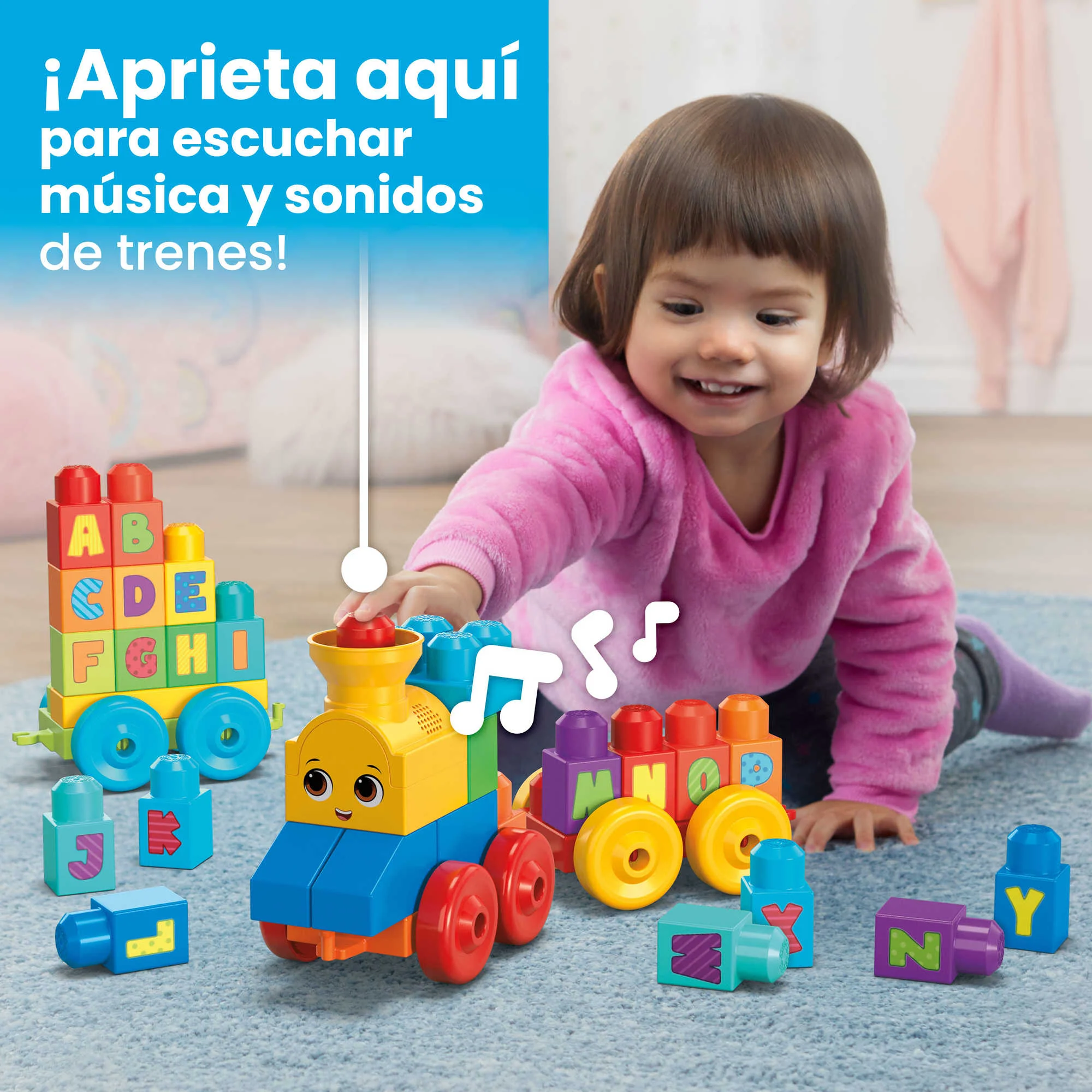 MEGA BLOKS Tren Musical ABC, Juguete De Construcción Para Bebé +1 Año (Mattel Fwk22) - Image 3