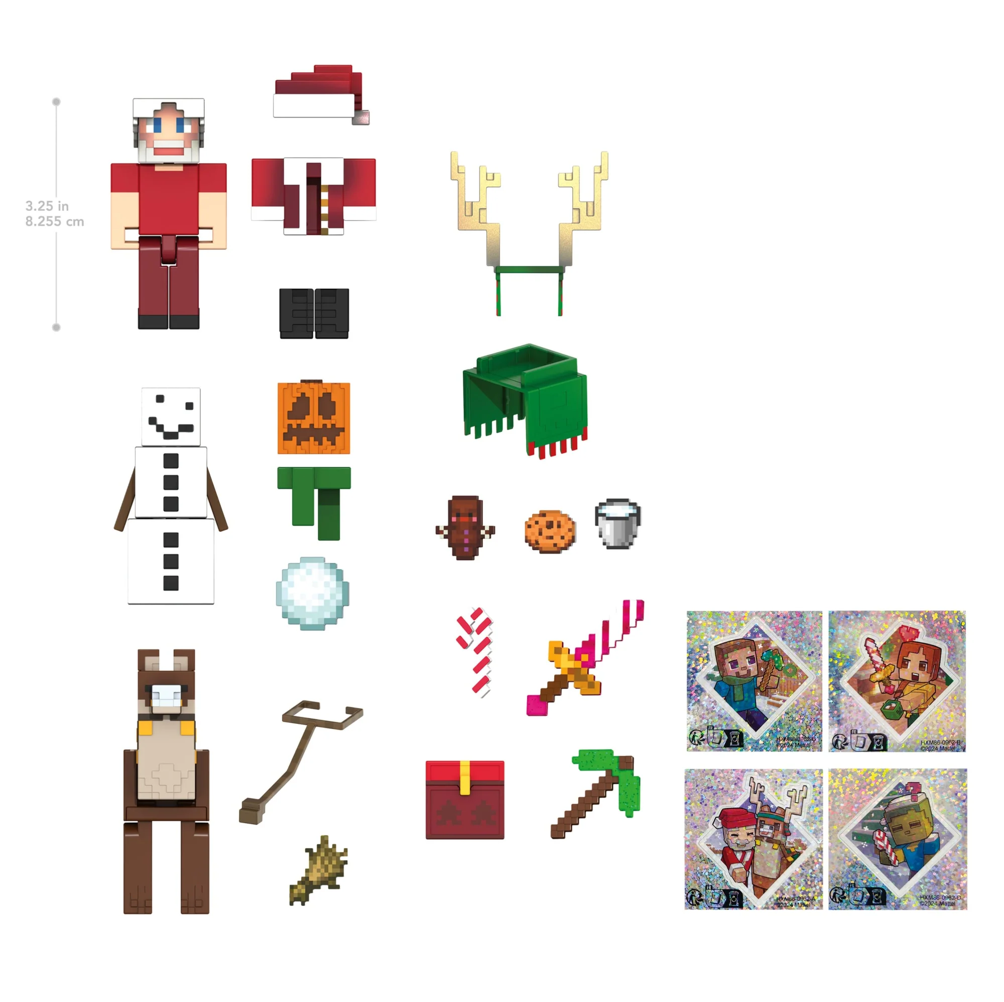Minecraft-Adventskalender, 3 Maßstabsgetreue, Ca. 8 Cm Große Actionfiguren, 17 Zubehörteile Und 4 Aufkleber - Image 3