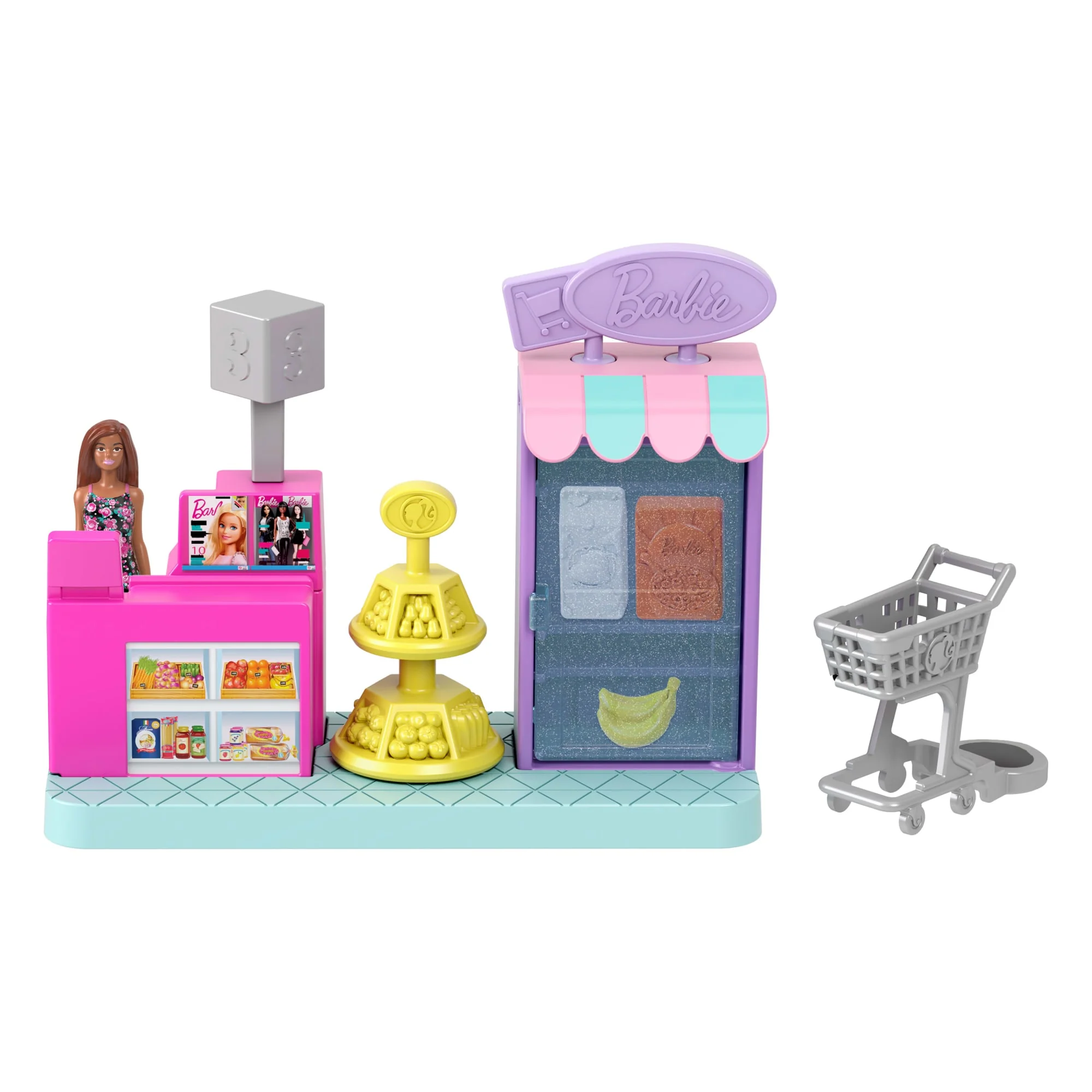 Mini Supermercado Barbieland Coleccionable Playset Con Muñeca Barbie De 1,5 Pulgadas, Zonas De Juego Interactivas Para Divertirse Contando Historias - Image 3