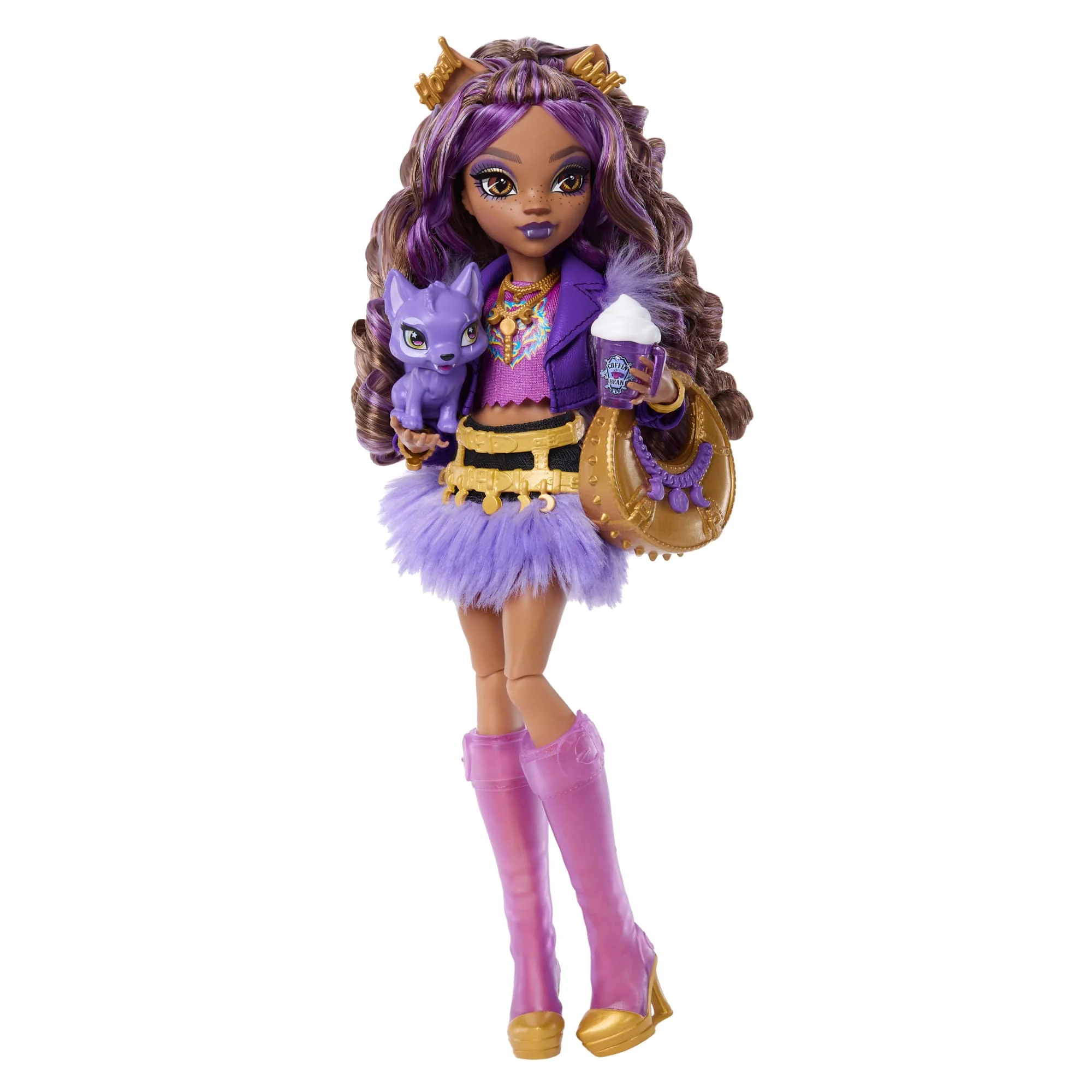 Monster High Clawdeen Wolf Fashion Doll in Furry Skirt With Pet Crescent And 7 Accessories - Image 4