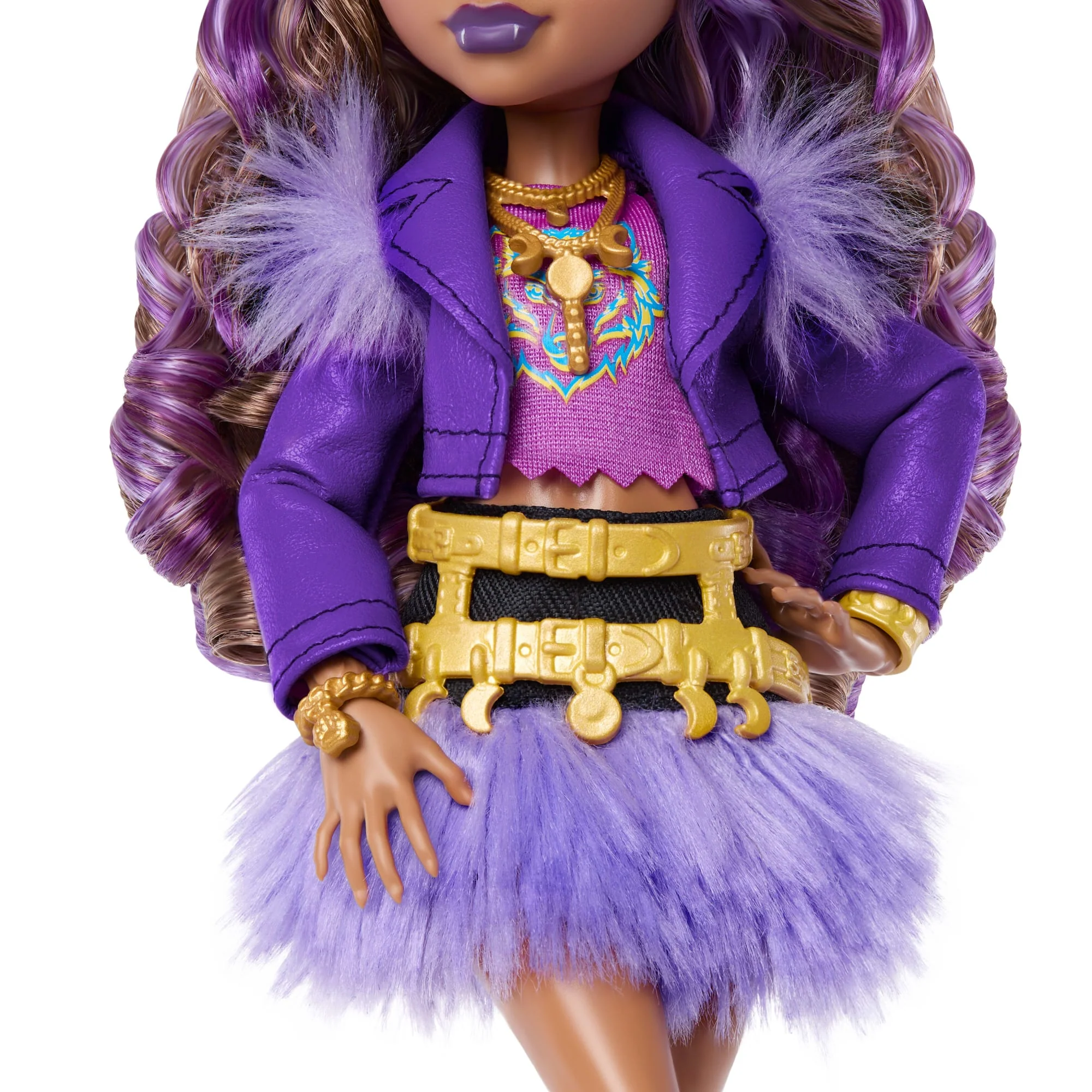 Monster High Clawdeen Wolf-Modepuppe in Pelzrock Mit Tier Crescent Und 7 Zubehörteilen - Image 3