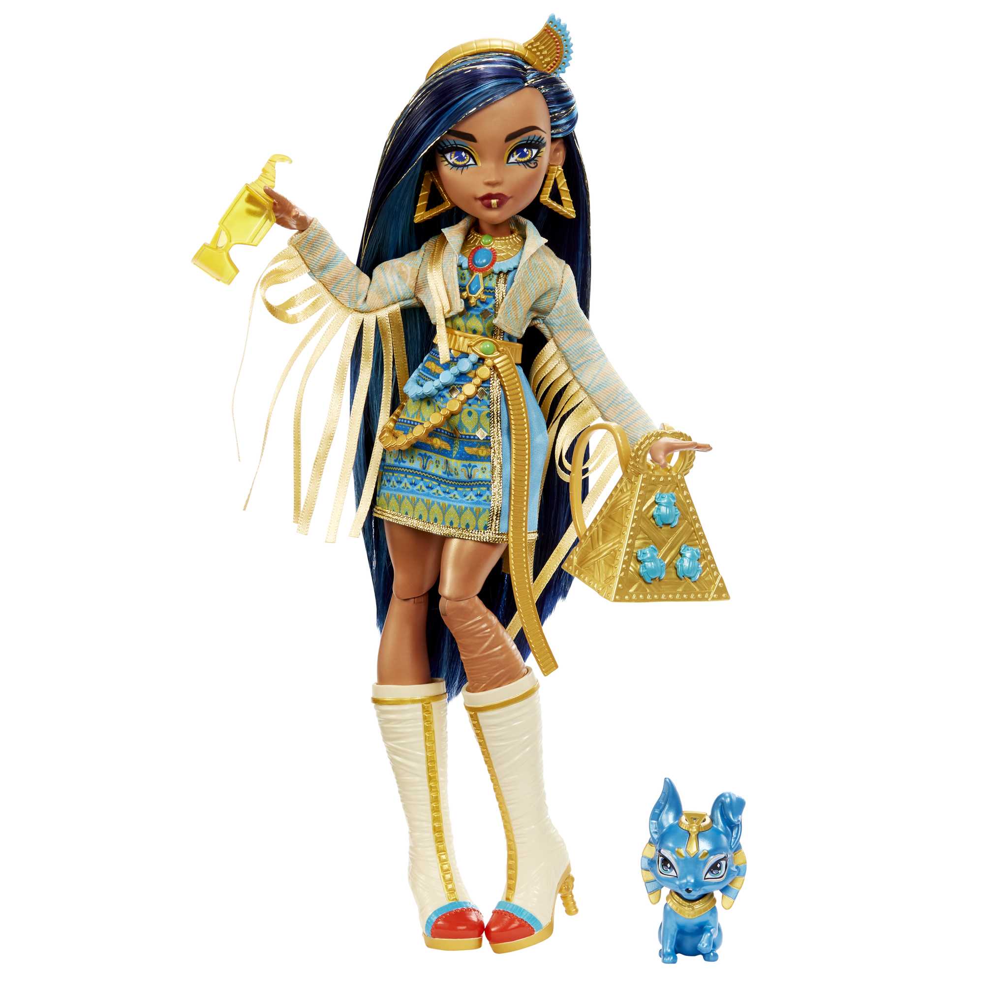 Monster High Doll, Cleo De Nile With Pet Dog, Blue Streaked Hair - Image 3