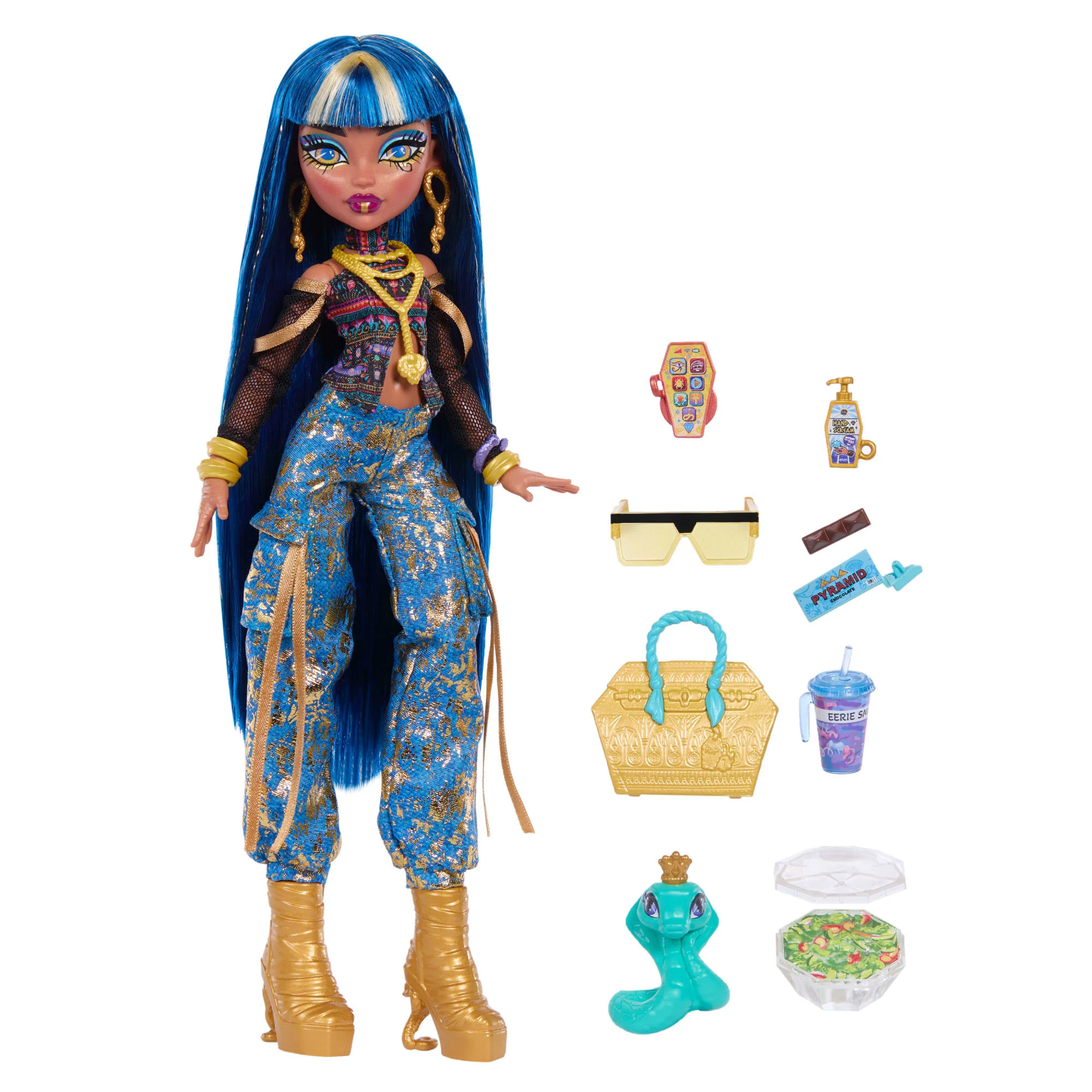 Muñeca Cleo De Nile De Monster High Con Pantalones Cargo, Mascota Hissette Y 7 Accesorios - Image 5