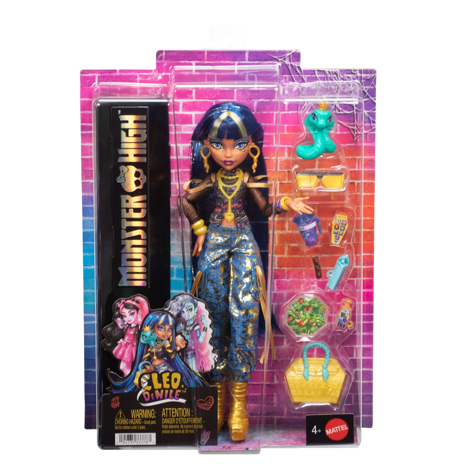 Monster High Cleo De Nile, Modepop in Cargobroek Met Dierenvriendje Hissette En 7 Accessoires - Image 6