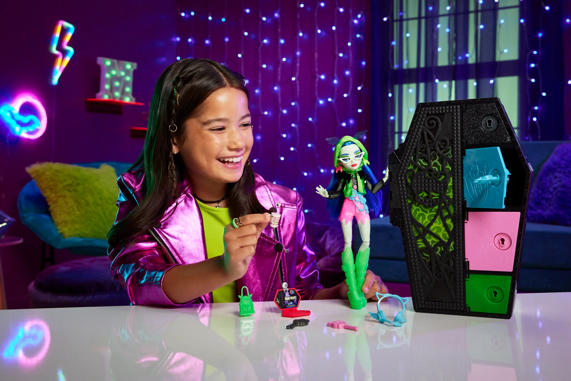 Monster High-Monstrueux Secrets-Coffret Ghoulia Yelps Frayeurs Néon - Image 2
