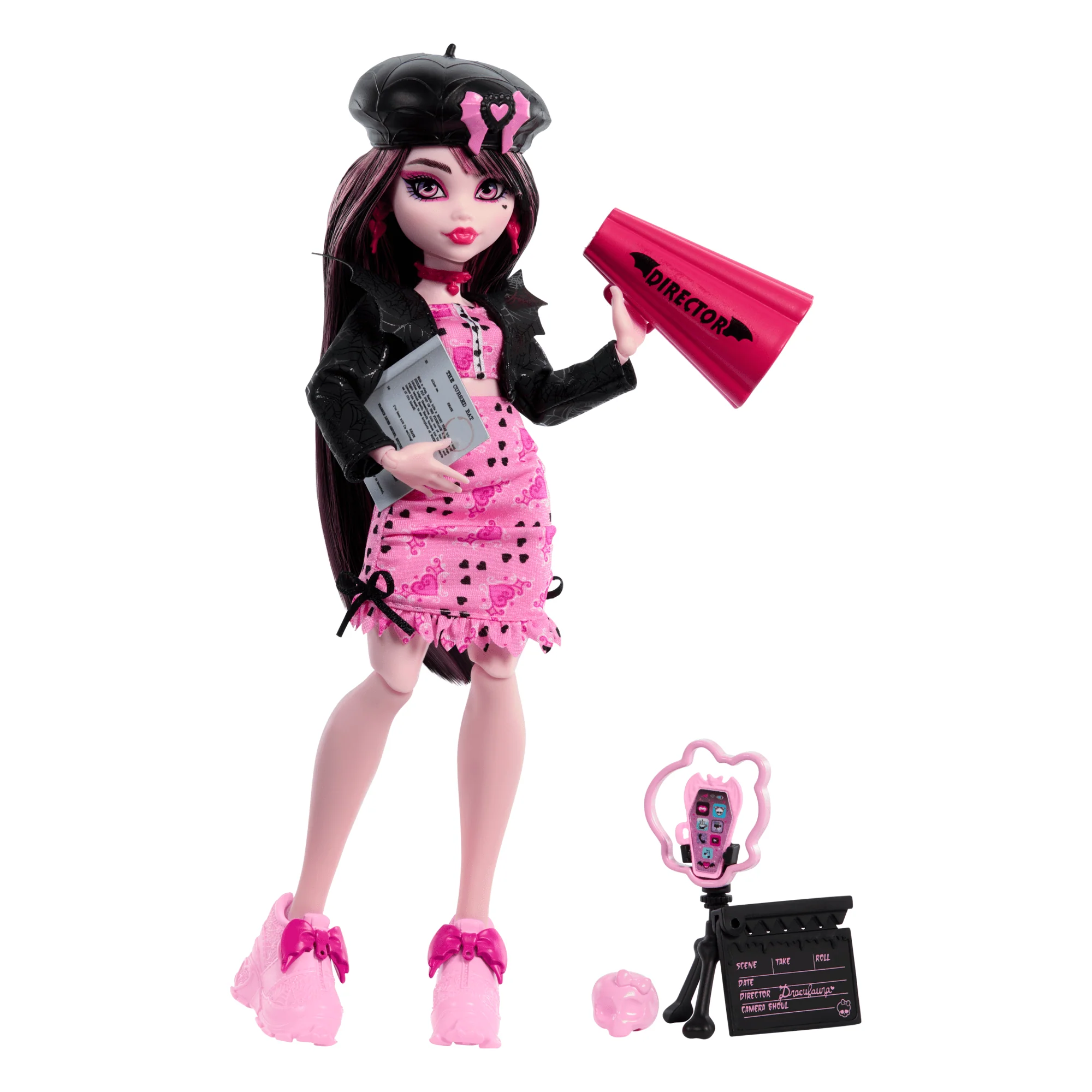 Muñeca De Moda Draculaura Diario Monstruoso De Monster High Con Chaqueta, Anuario Y Accesorios Del Club De Cine