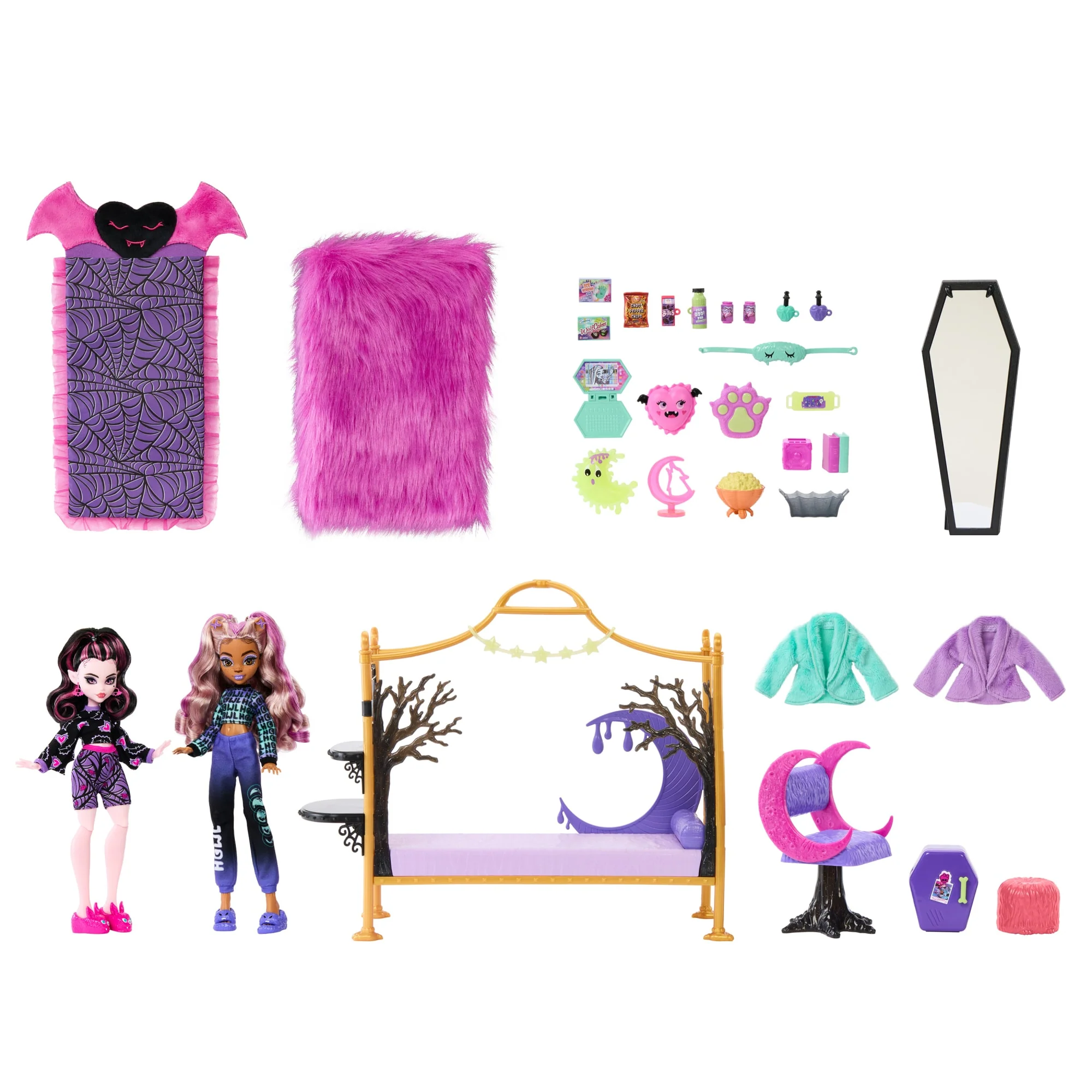 Muñecas Draculaura Y Clawdeen Wolf De Monster High Con Conjunto De Juego De Dormitorio - Image 2