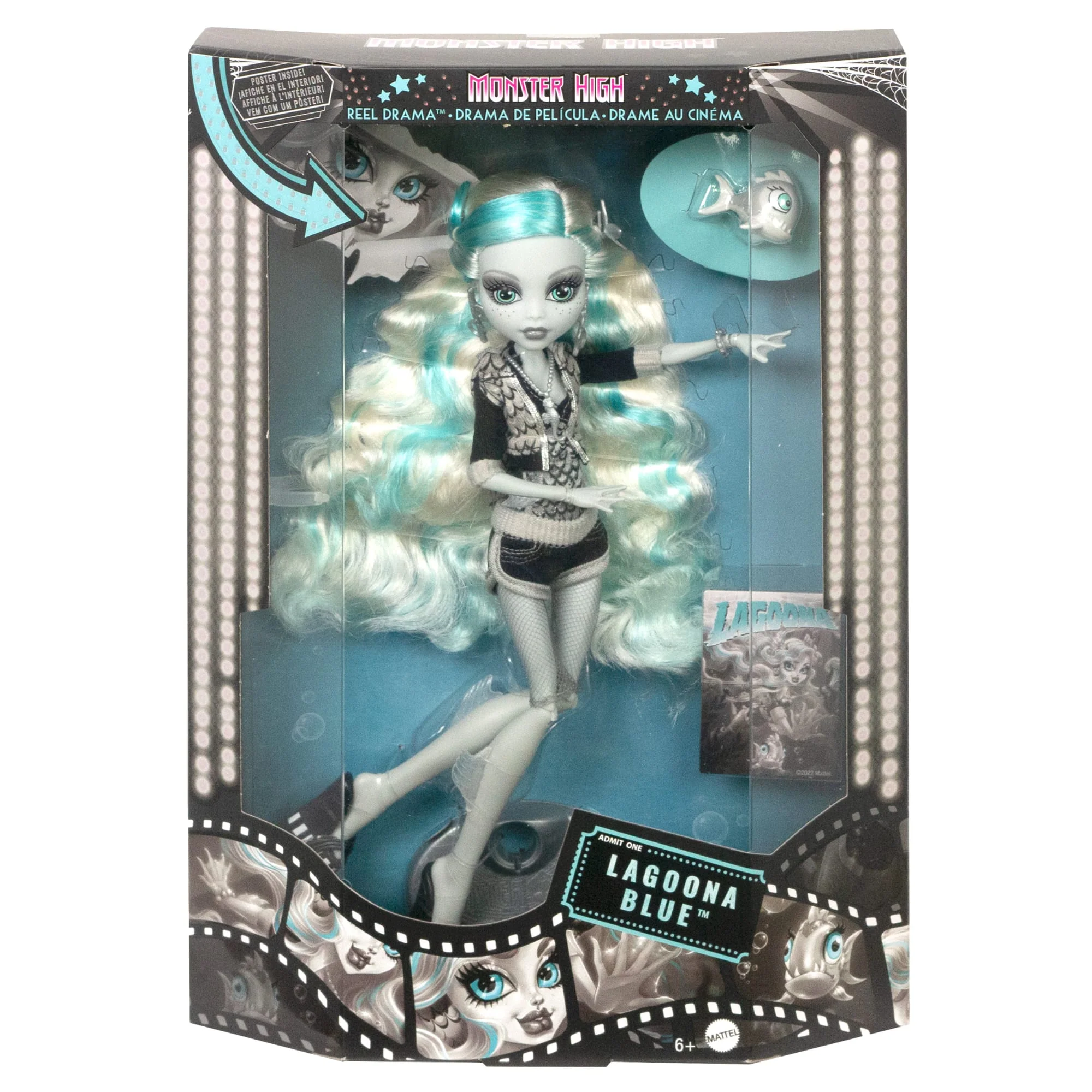 Monster High Lagoona Blue Muñeca Con Pósteres En Blanco Y Negro - Image 5