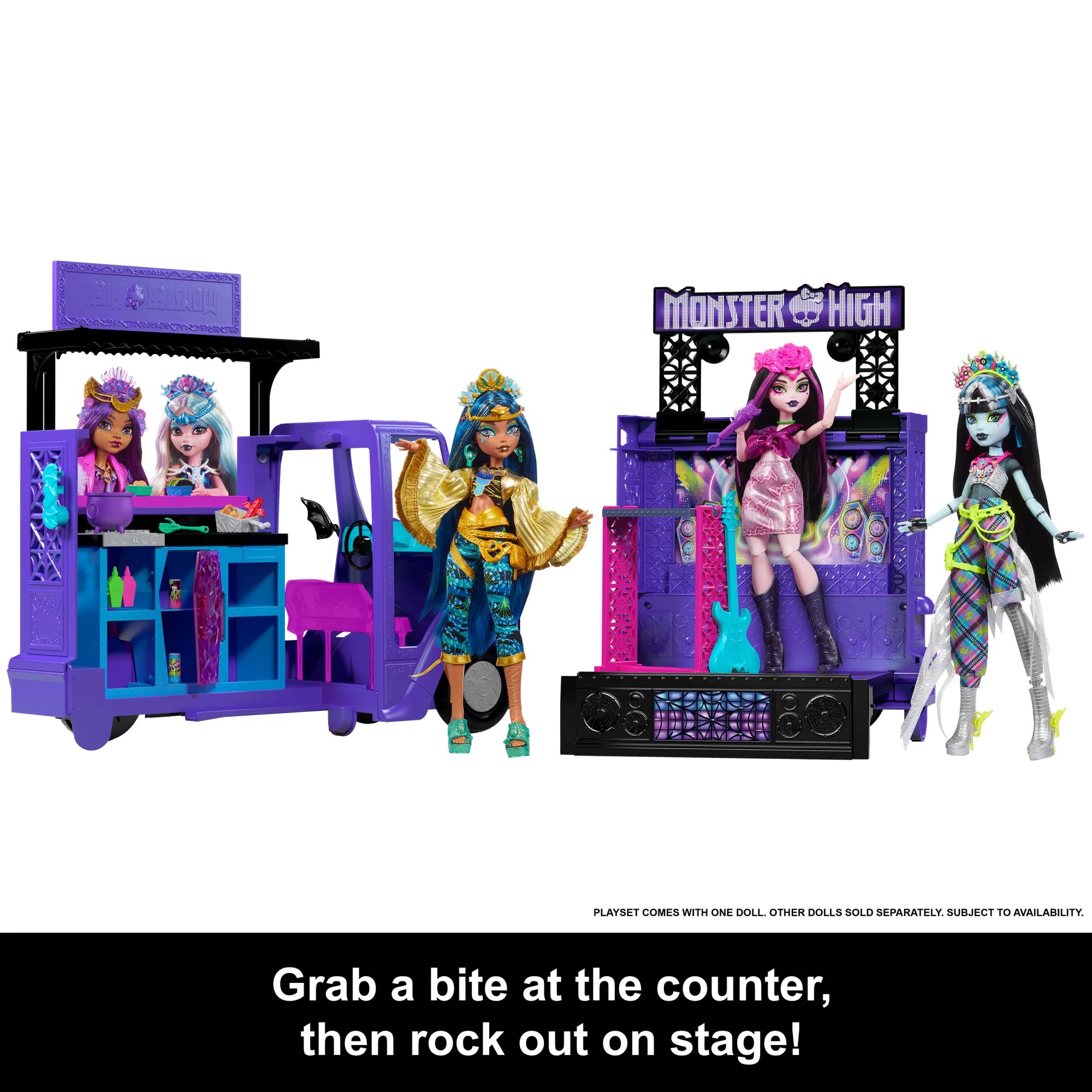 Monster High Draculaura Doll And Fangtastic Rockin’ Food Truck Playset With 13+ Themed Accessoriescessories - Image 3