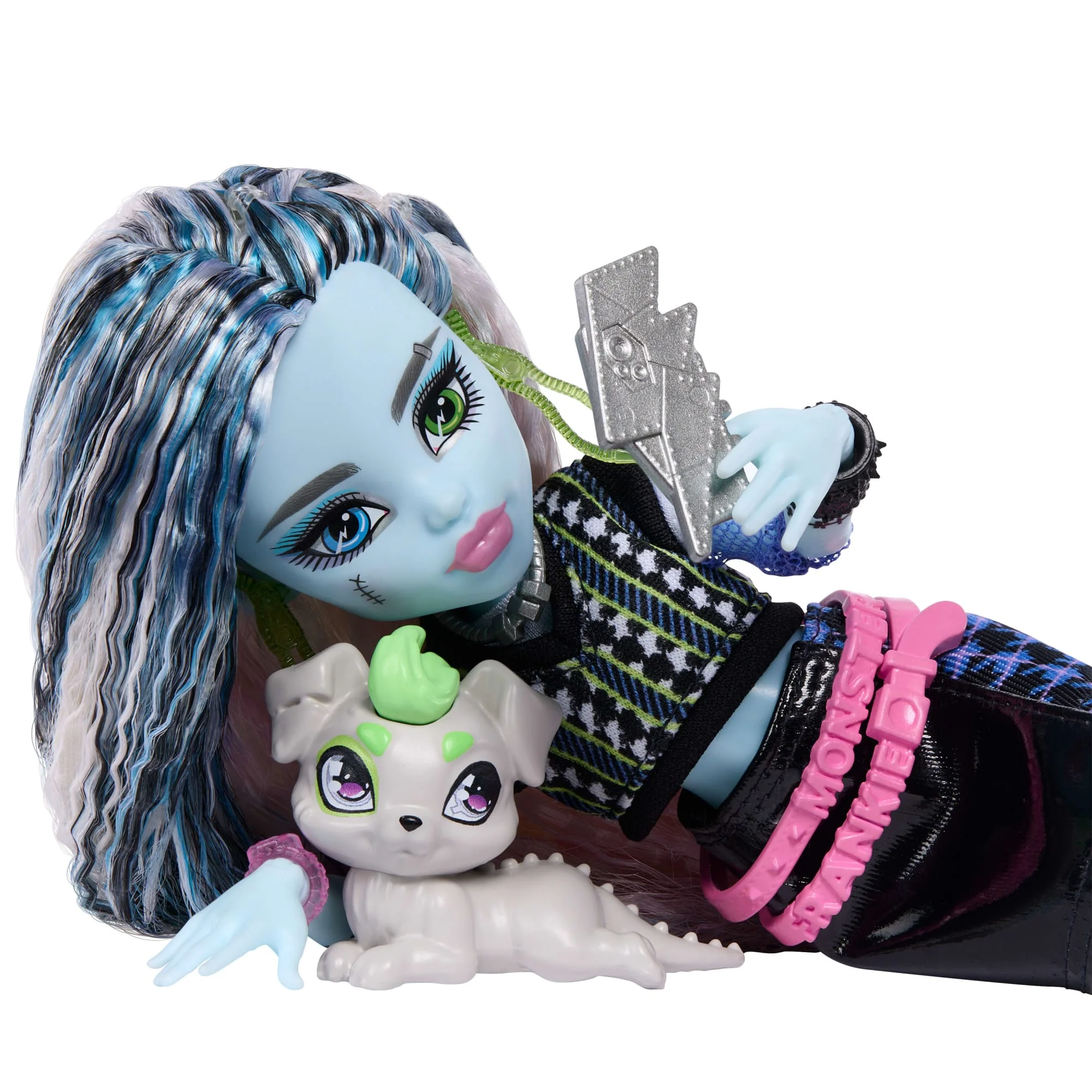 Muñeca Frankie Stein De Monster High Con Falda Negra De Piel Sintética, Mascota Watzie Y 7 Accesorios - Image 2