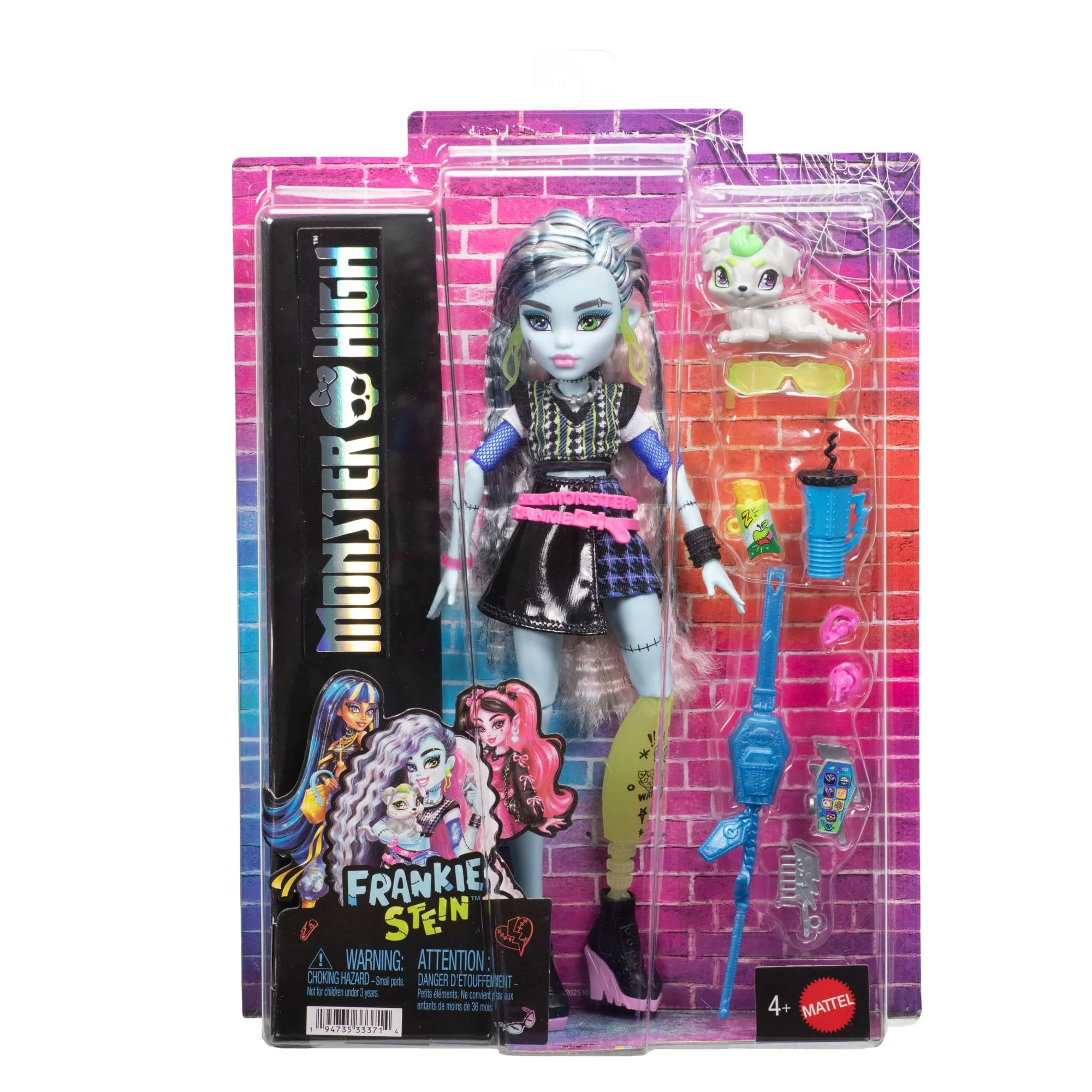 Muñeca Frankie Stein De Monster High Con Falda Negra De Piel Sintética, Mascota Watzie Y 7 Accesorios - Image 6