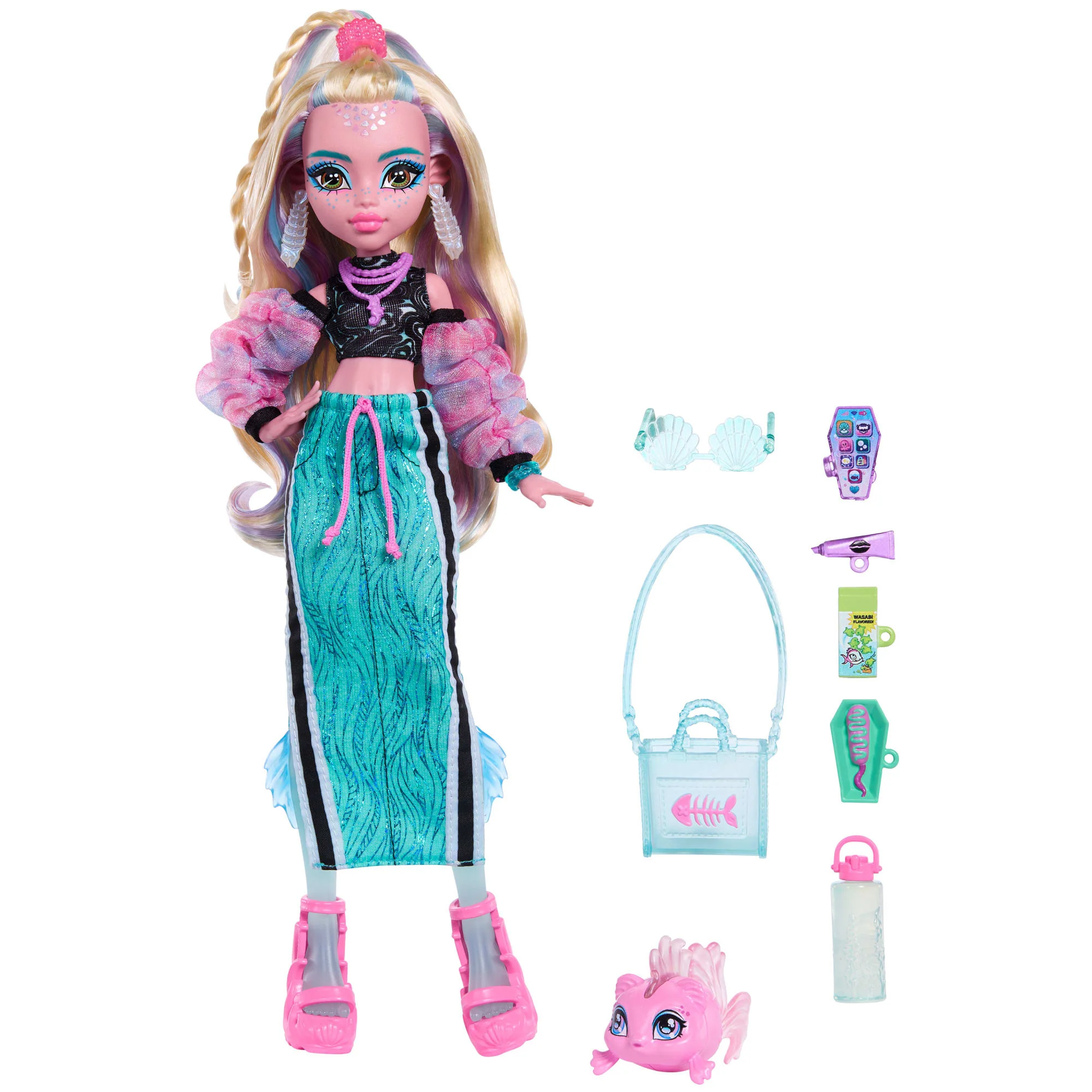 Bambola Monster High Lagoona Blue Con Maxi Gonna, Cucciola Neptuna E 7 Accessori - Image 5