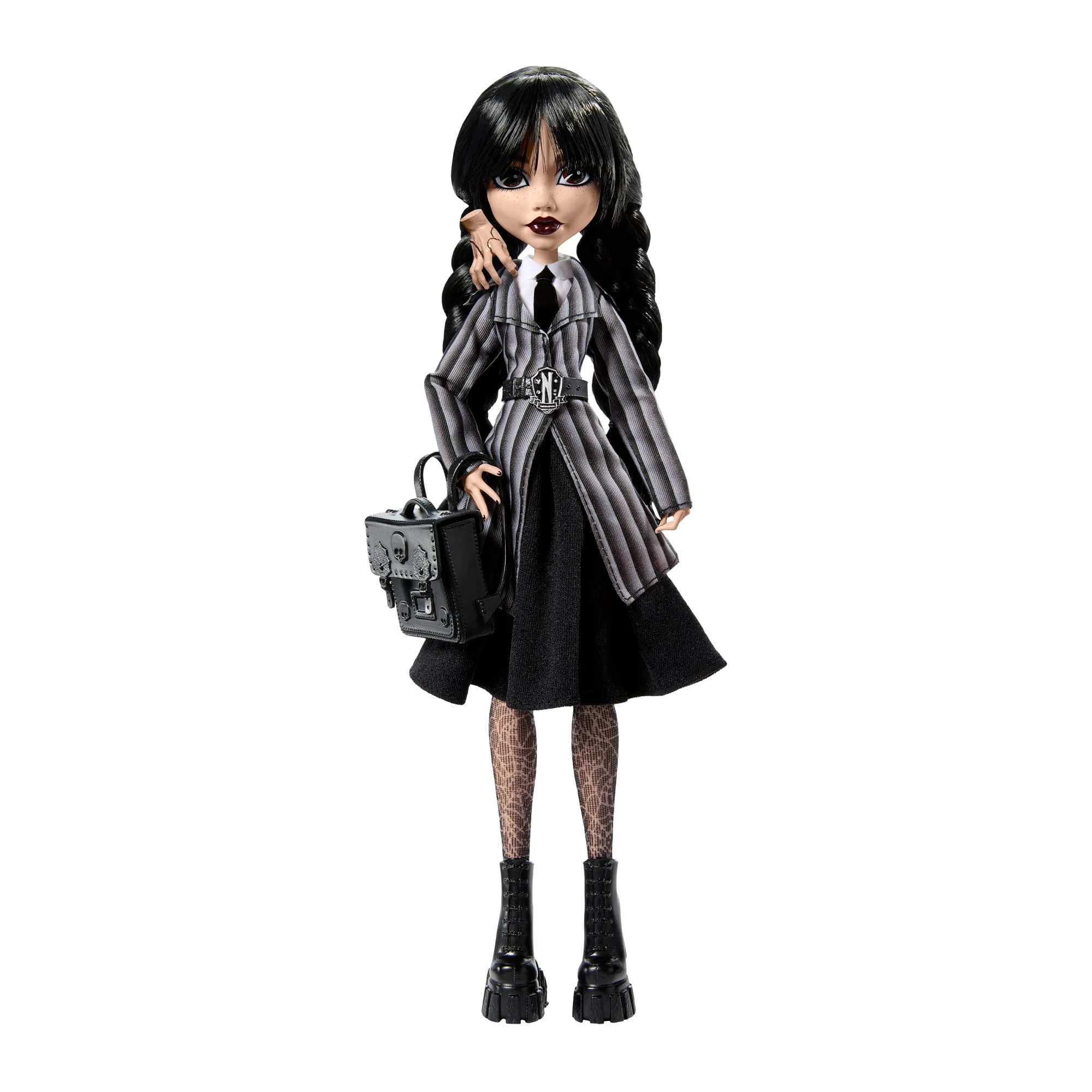 Monster High Mercoledì Bambola Da Collezione, Mercoledì Addams In Uniforme Nevermore Academy Con Mano