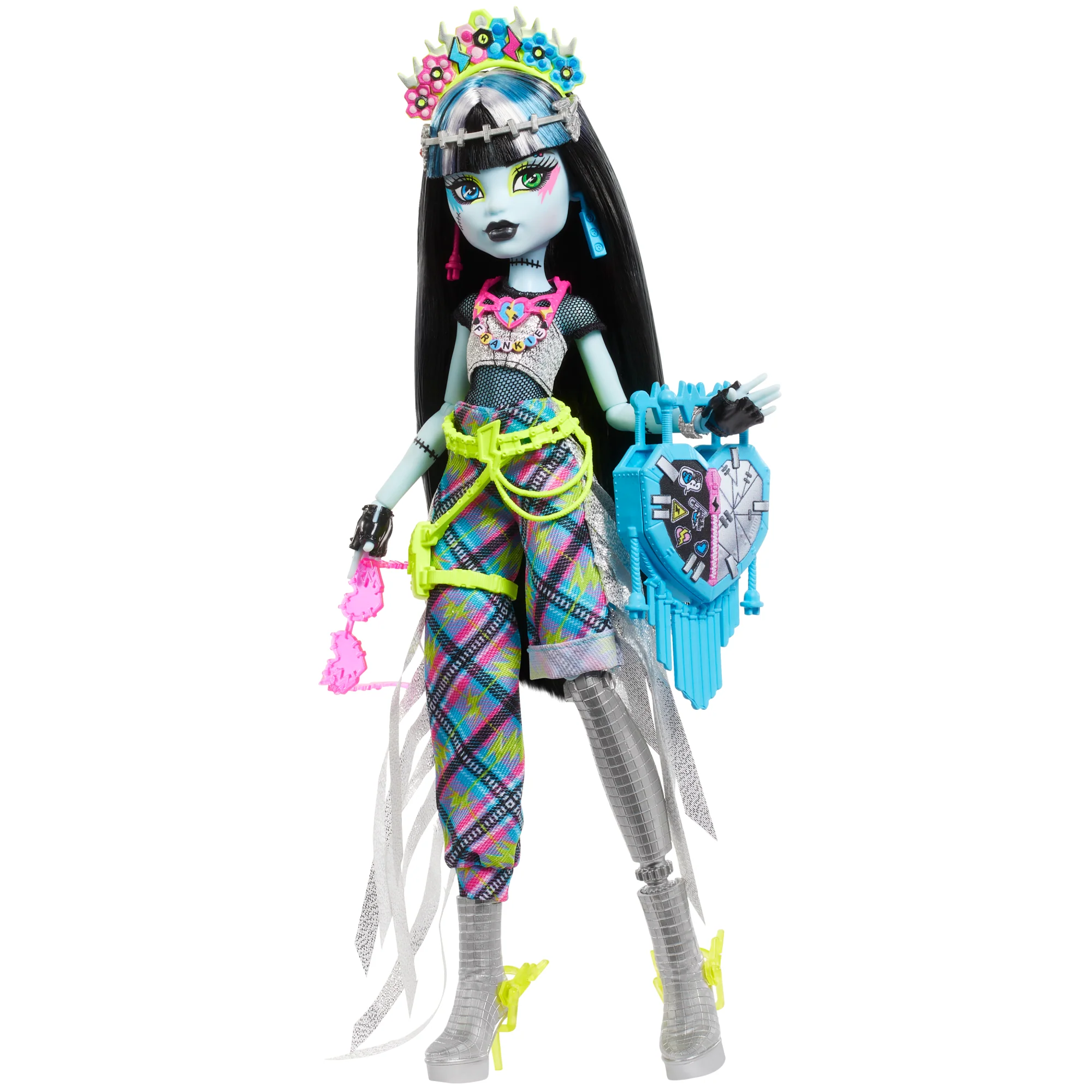 Monster High Monster Fest Frankie Stein, Bambola Alla Moda Con Outfit Da Festival, Poster Della Band E Accessori