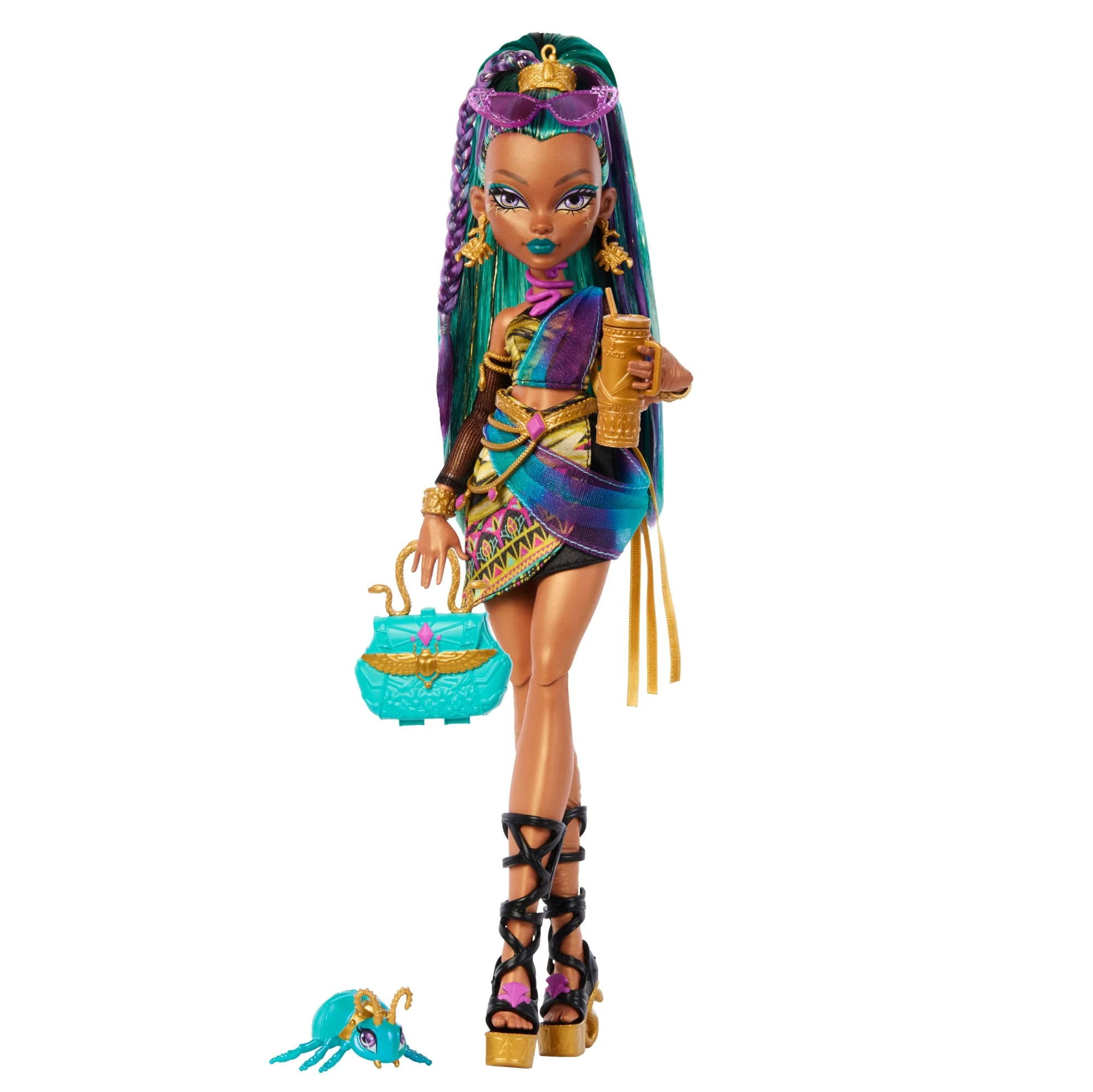 Muñeca Nefera De Nile De Monster High Con Escarabajo Mascota Lavish Y 7 Accesorios Como Un Bolso Y Comida - Image 2